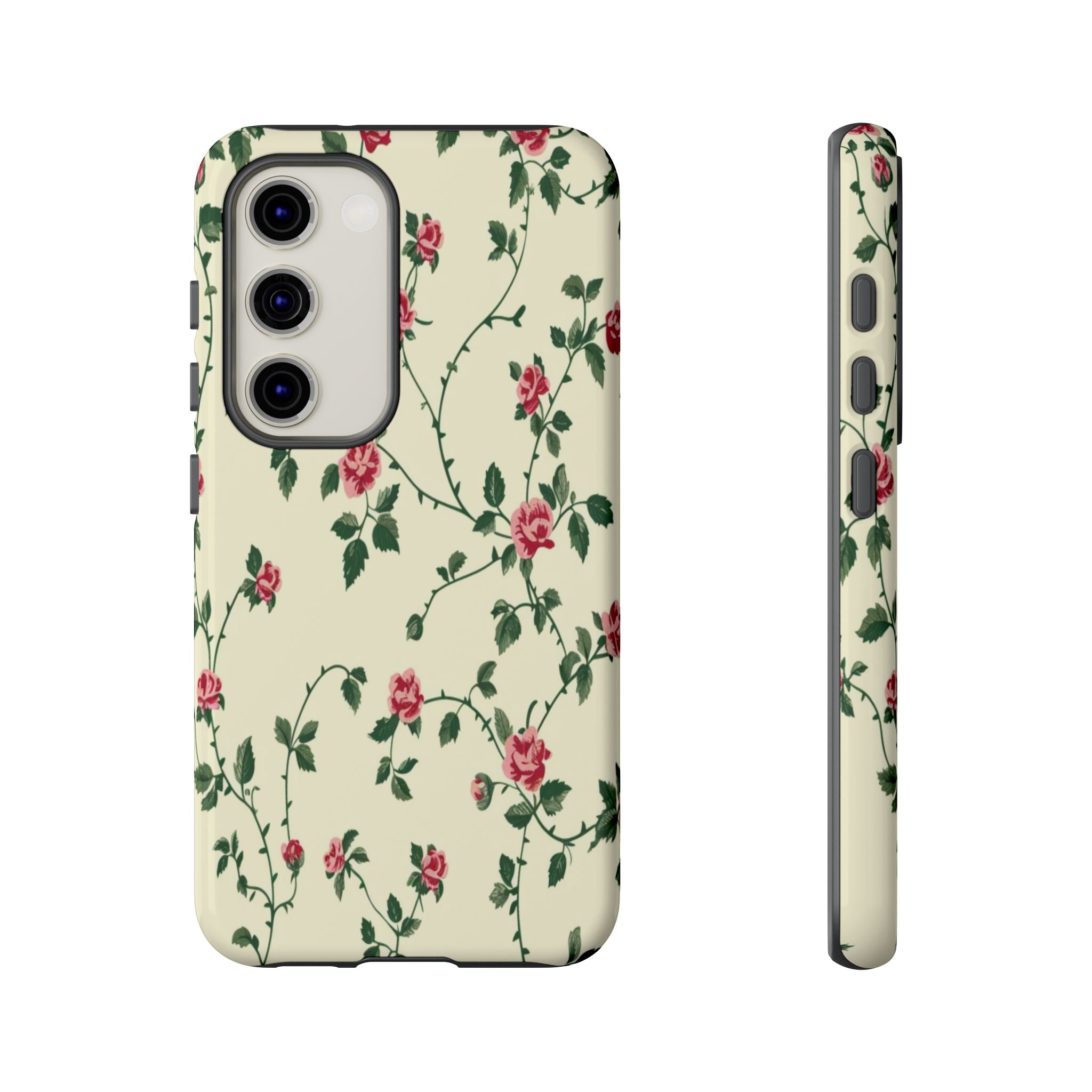 Elegant Pink Roses Victorian Botanical Wallpaper