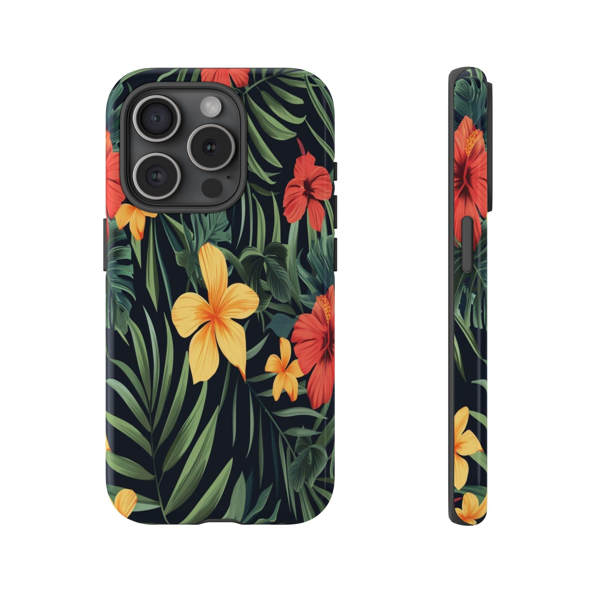 Tropical Hibiscus and Plumeria Seamless Pattern