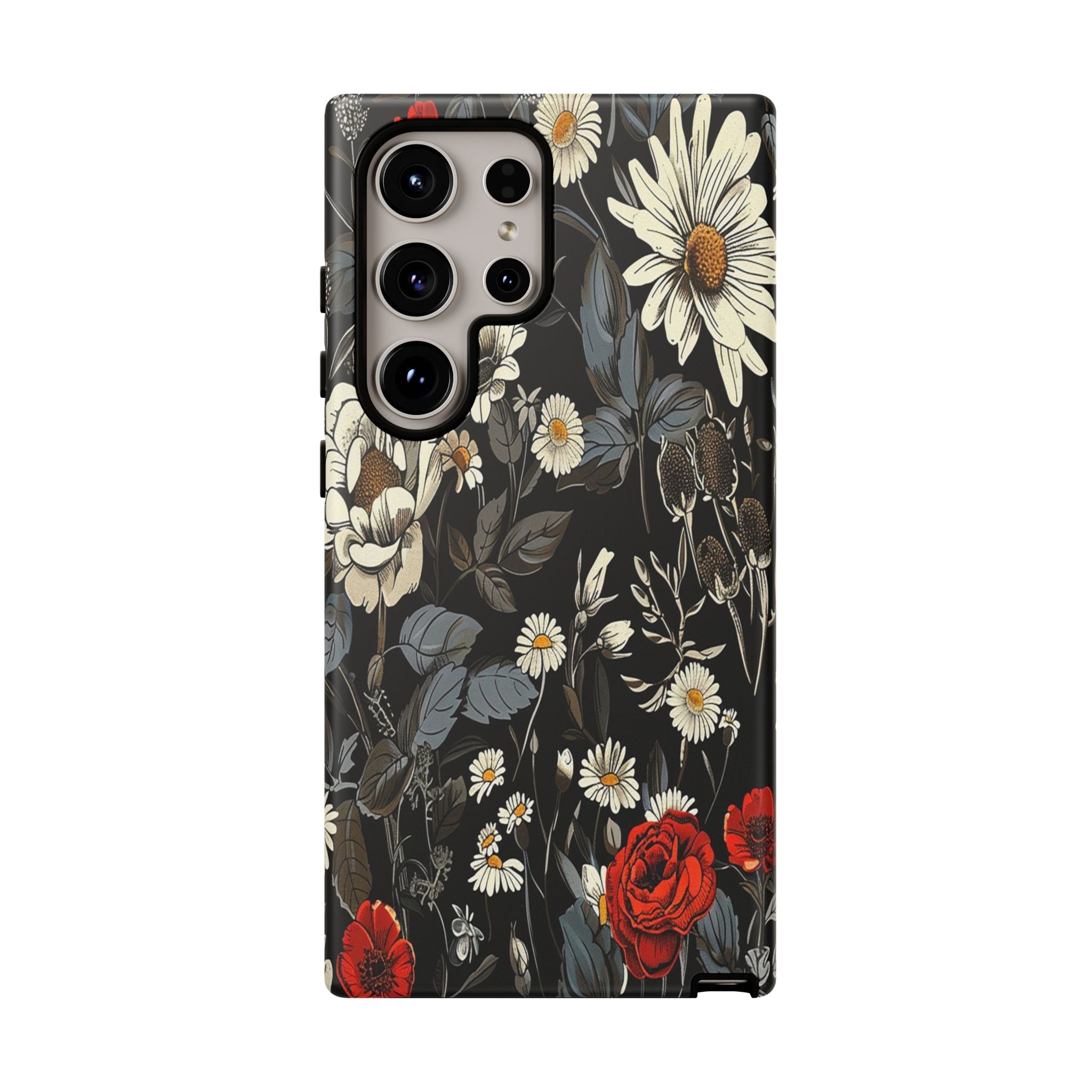 Elegant Floral Pattern on Black Background