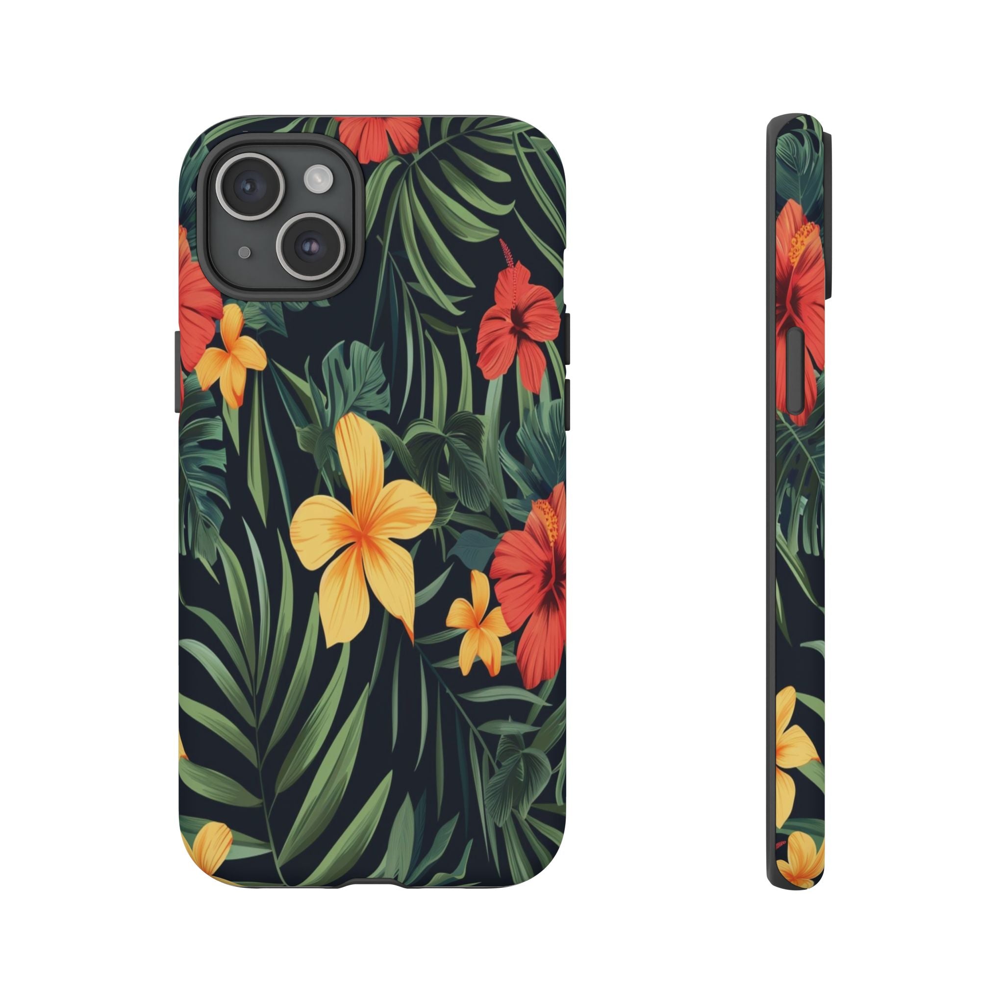 Tropical Hibiscus and Plumeria Seamless Pattern