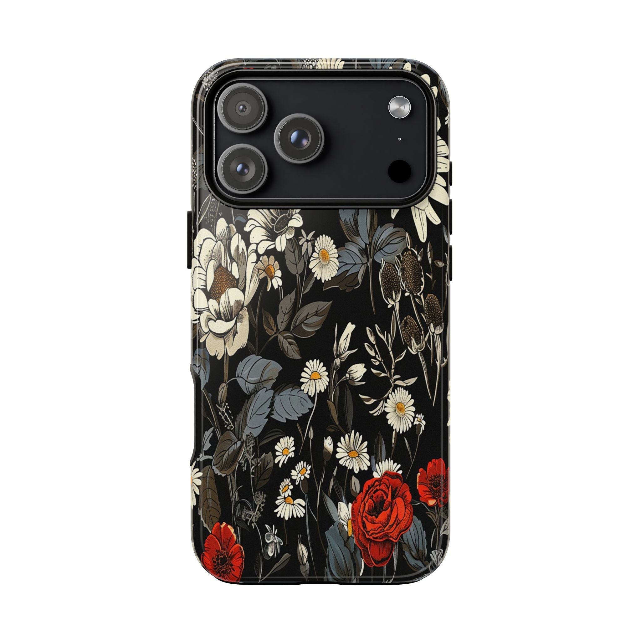 Elegant Floral Pattern on Black Background