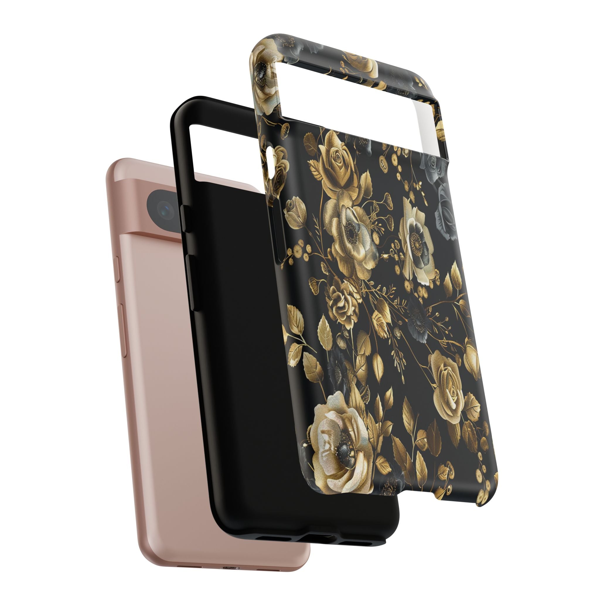 Luxurious Gold Roses on Black