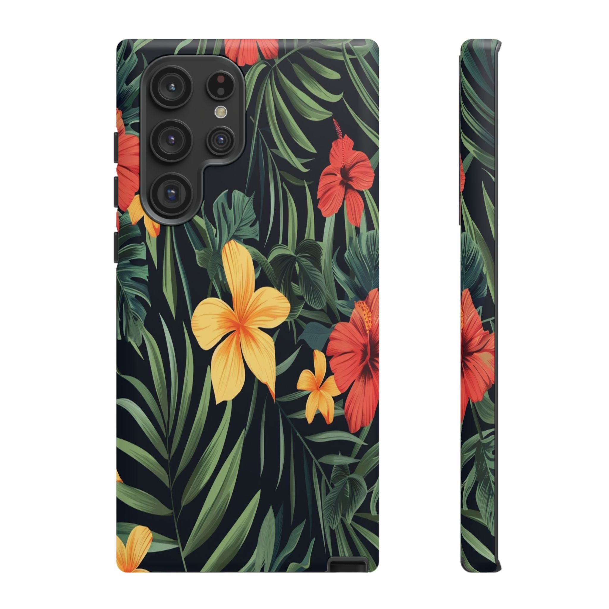 Tropical Hibiscus and Plumeria Seamless Pattern