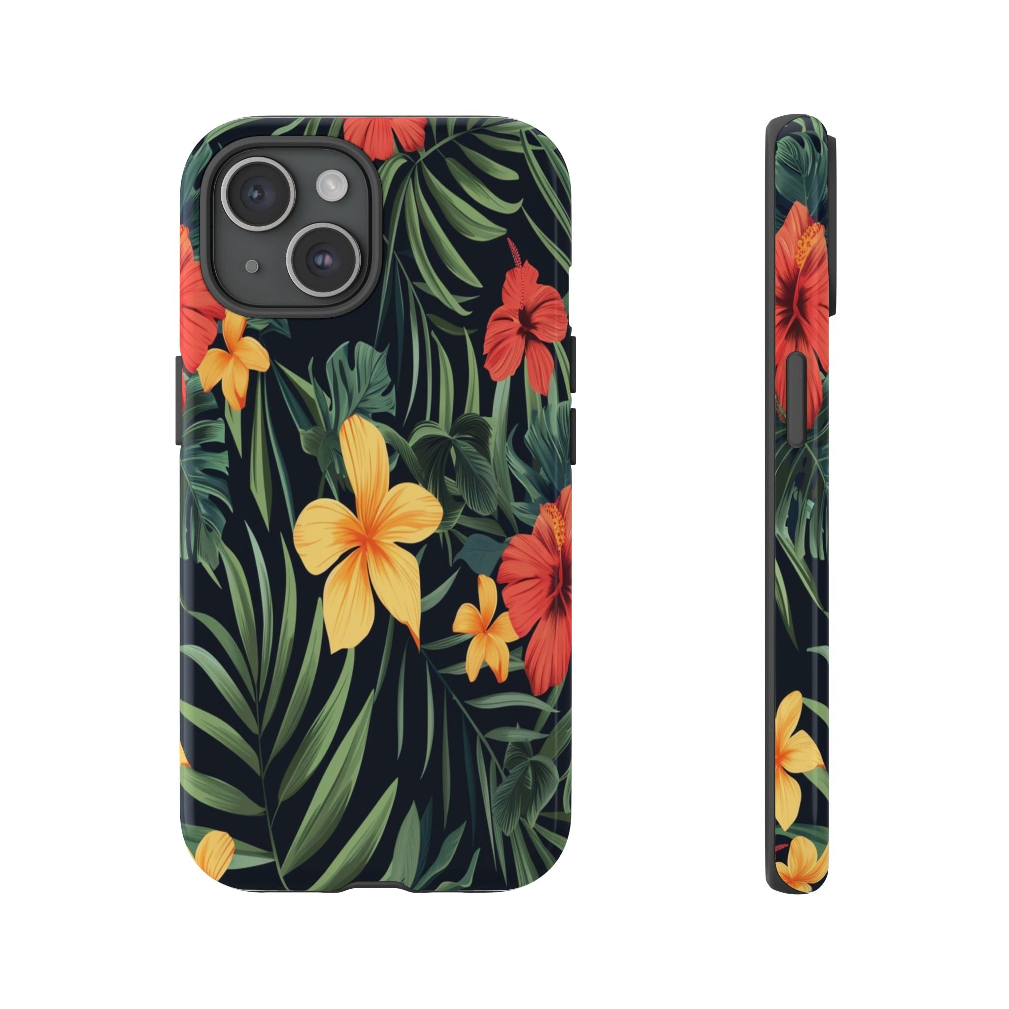 Tropical Hibiscus and Plumeria Seamless Pattern