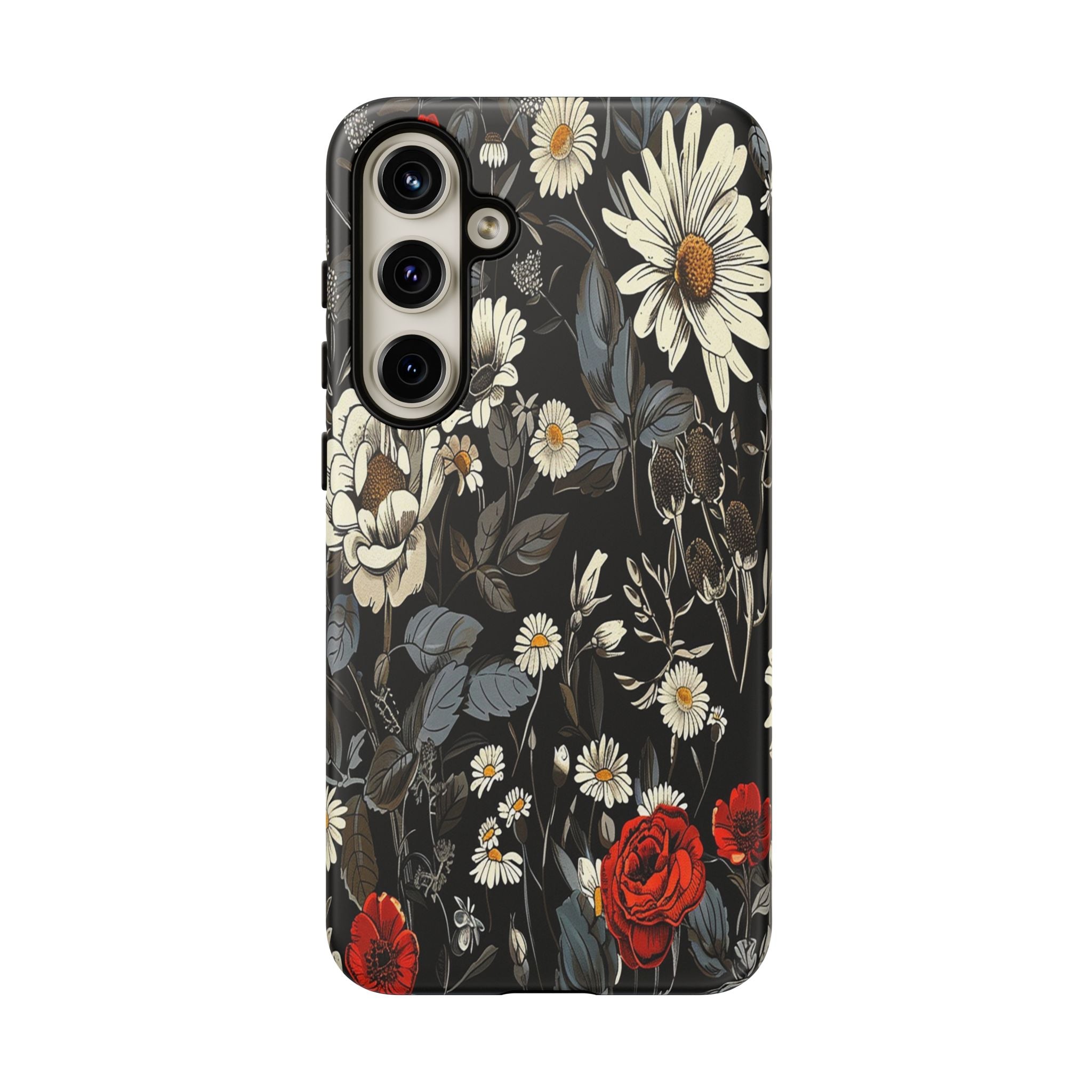 Elegant Floral Pattern on Black Background