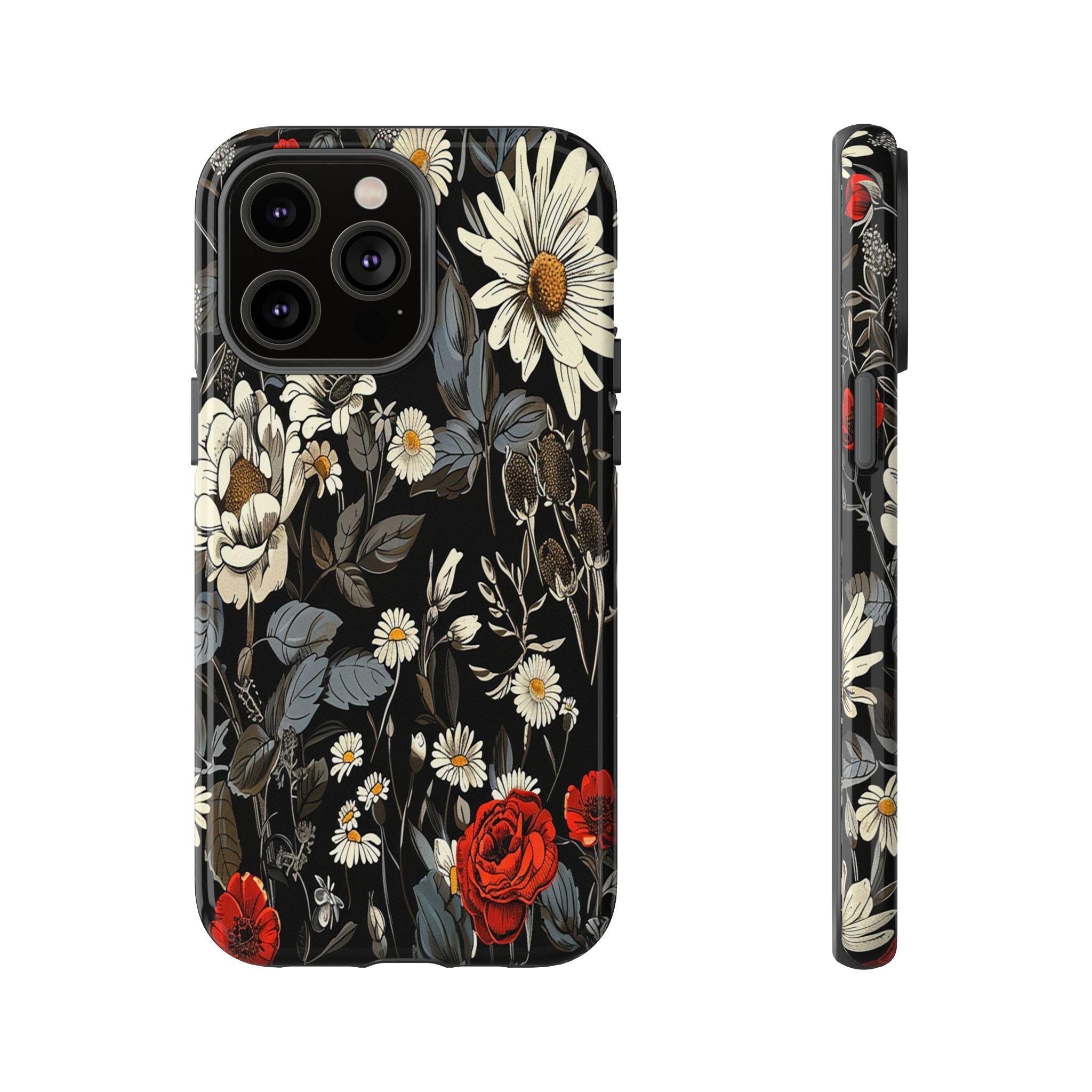 Elegant Floral Pattern on Black Background