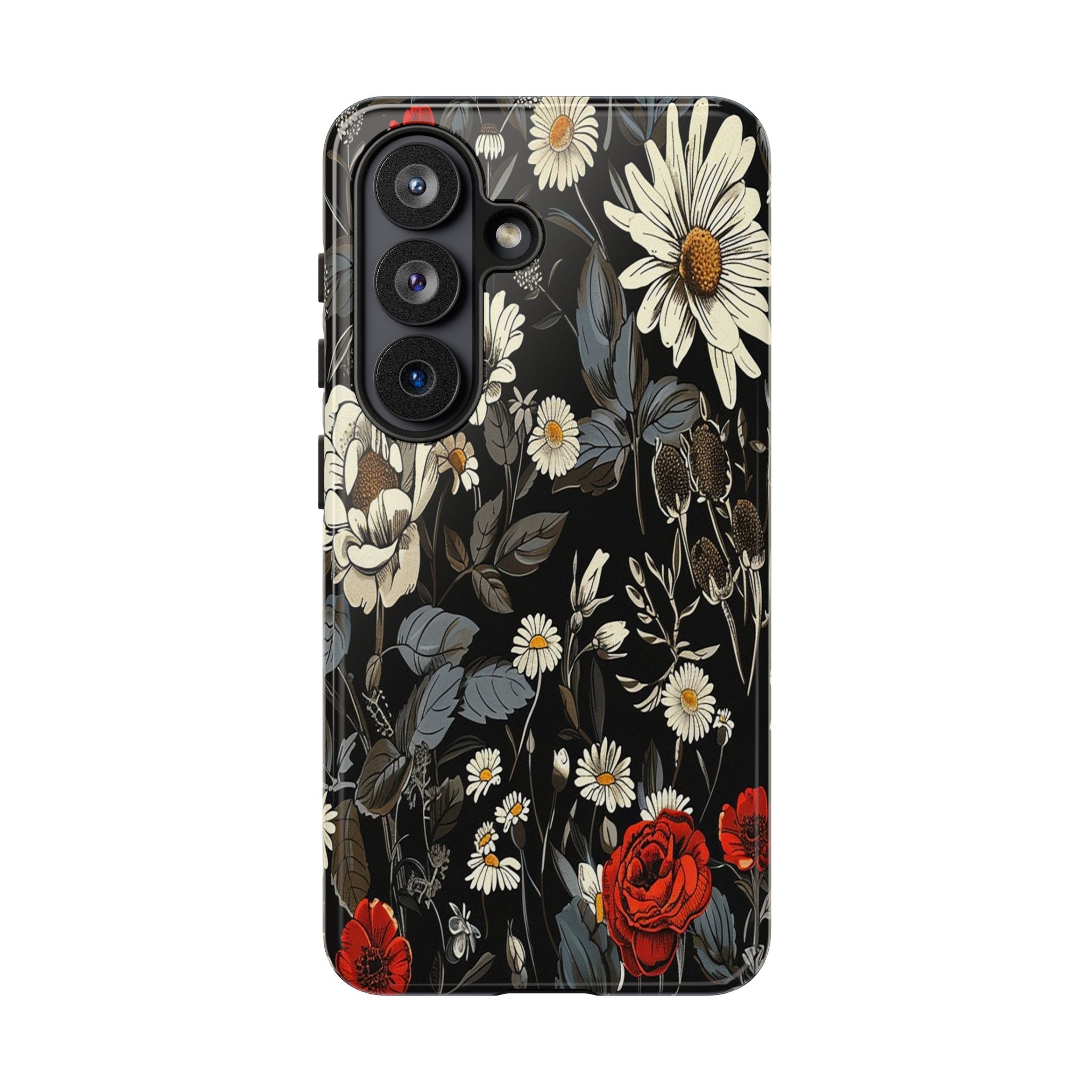 Elegant Floral Pattern on Black Background