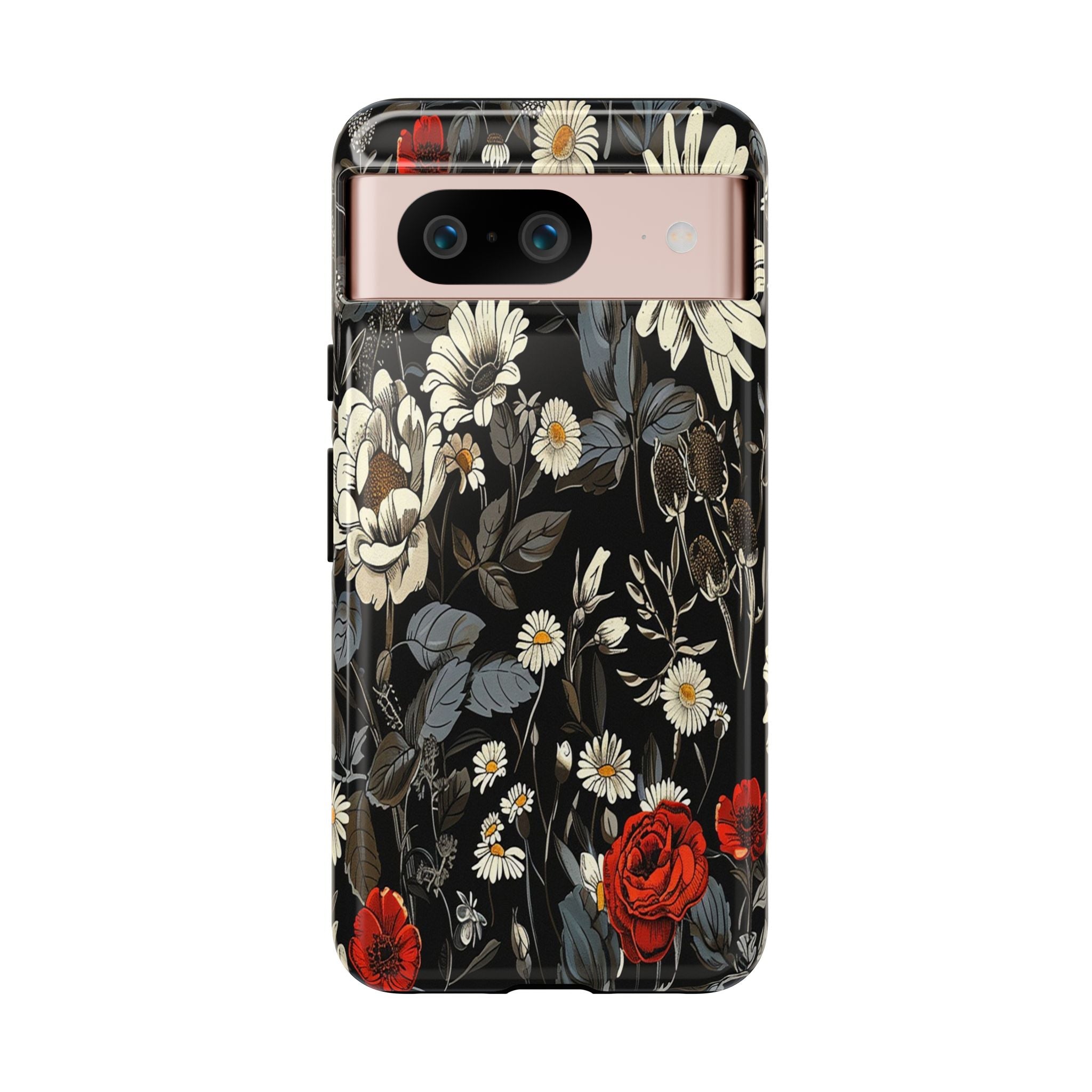 Elegant Floral Pattern on Black Background