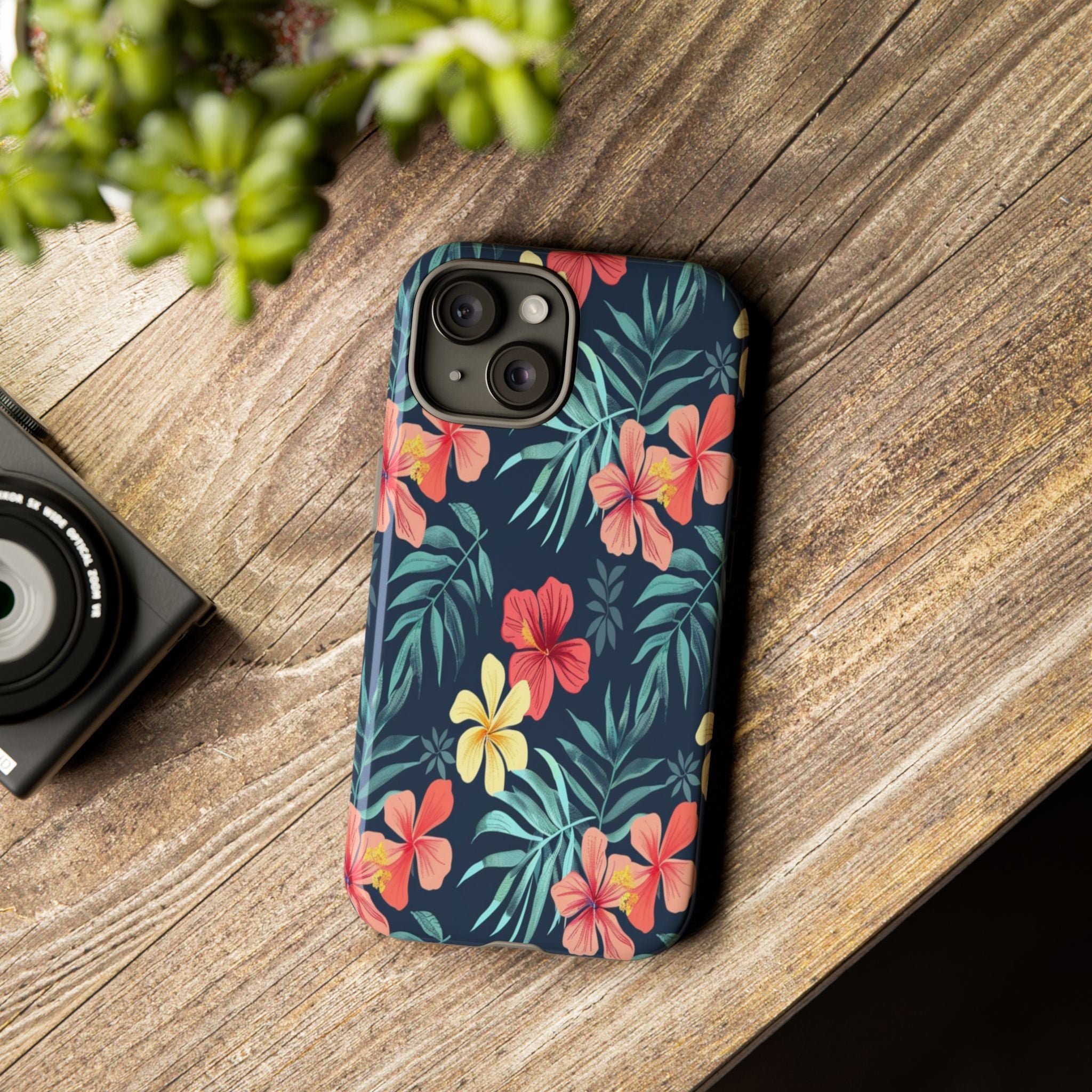 Tropical Hibiscus Navy Case