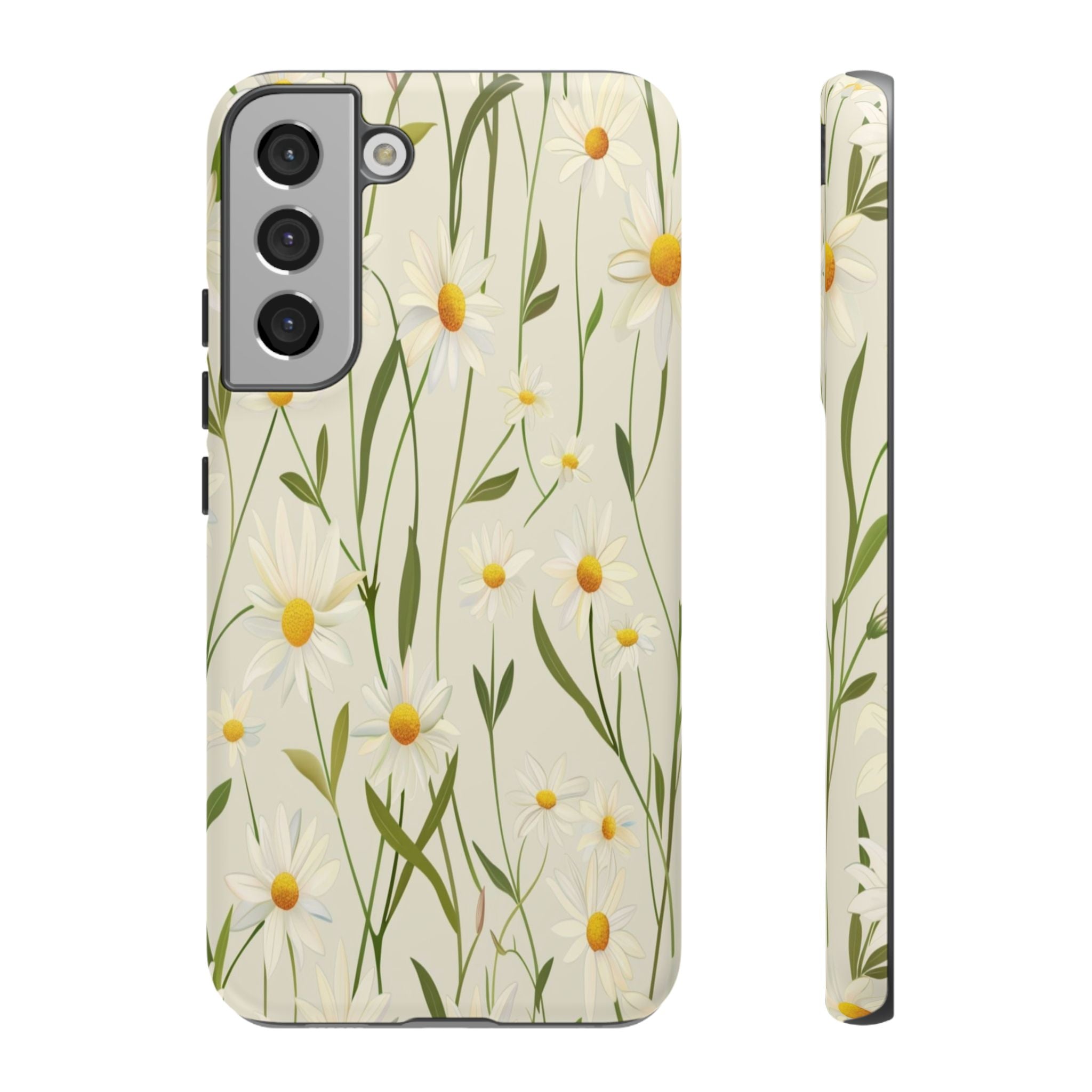 Delicate White Daisies on Cream