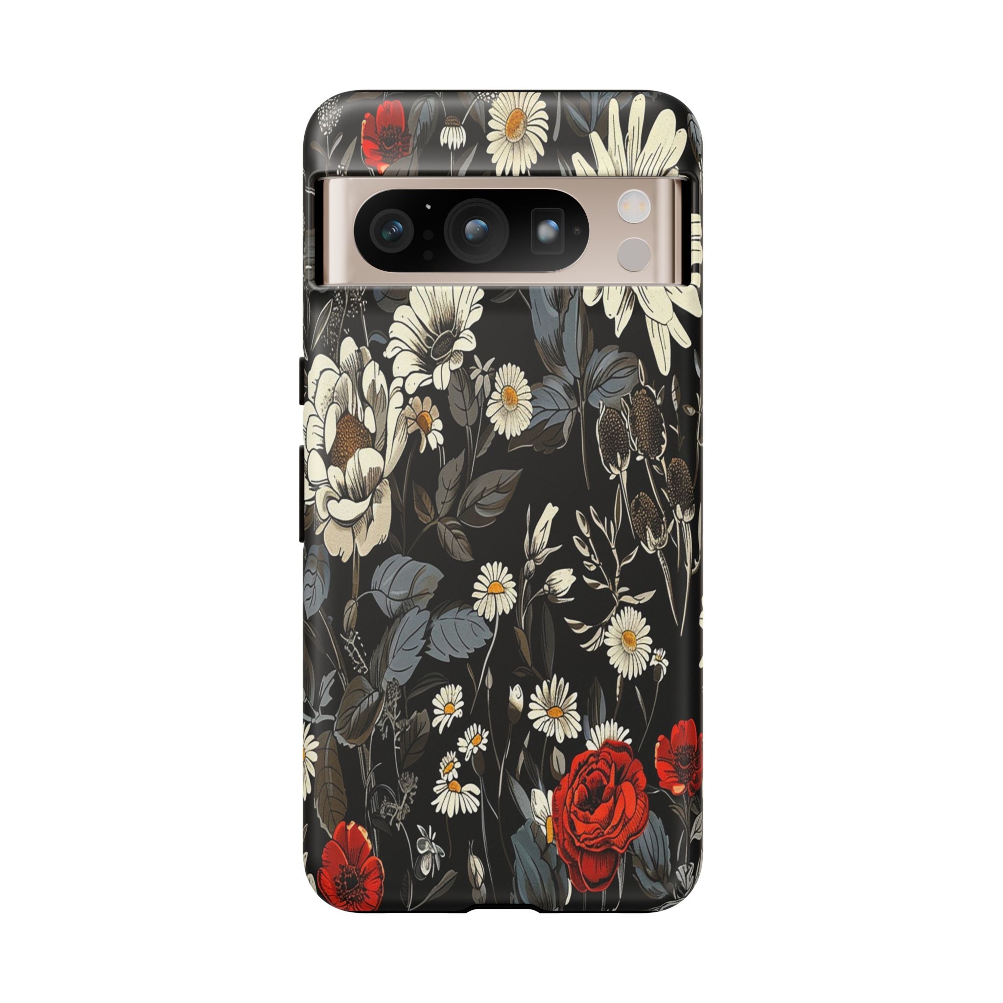 Elegant Floral Pattern on Black Background