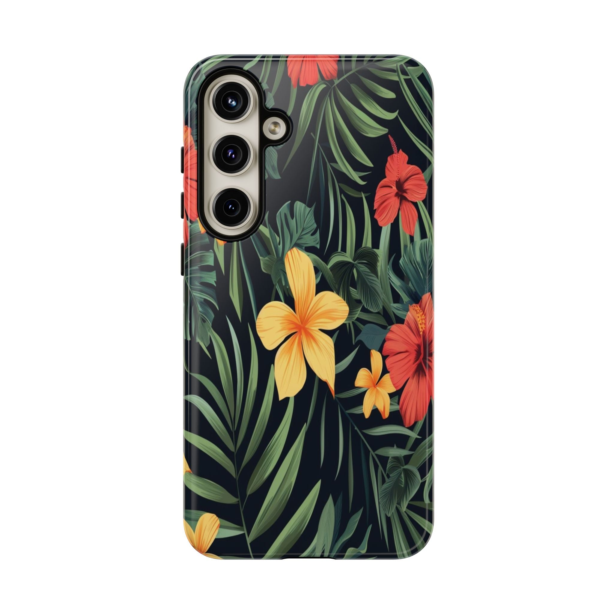 Tropical Hibiscus and Plumeria Seamless Pattern