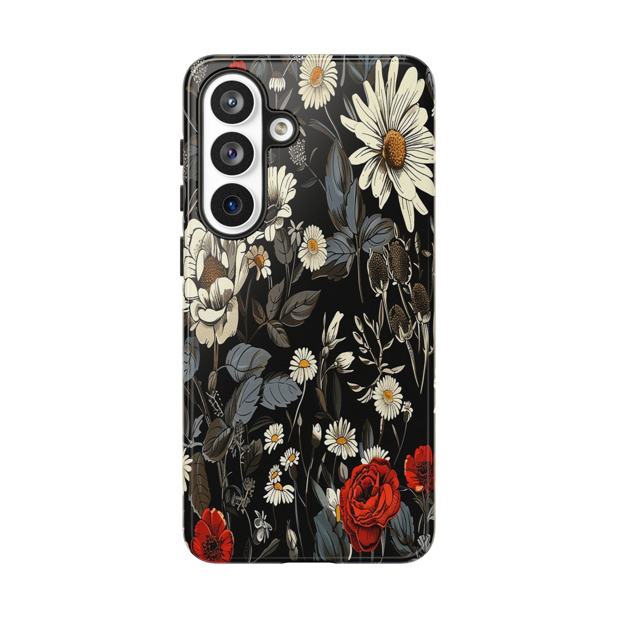 Elegant Floral Pattern on Black Background