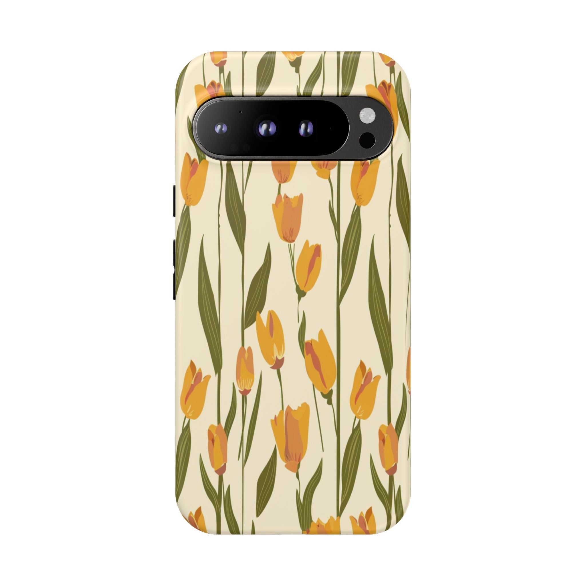 Vibrant Yellow and Orange Tulips Seamless Pattern