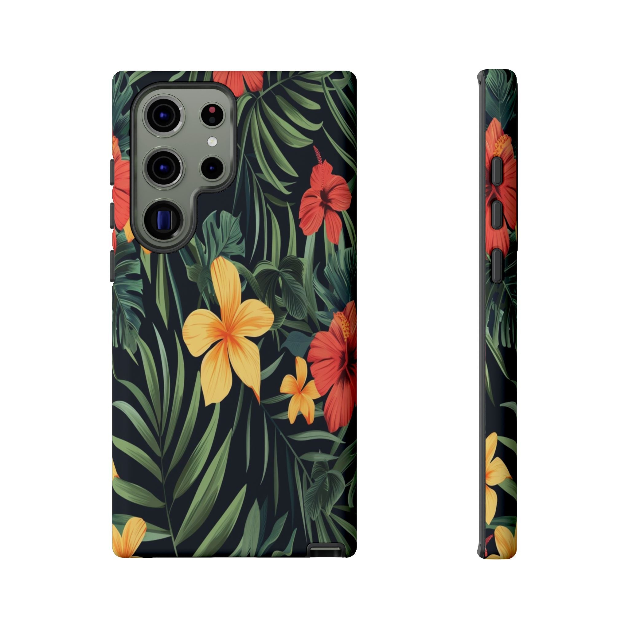 Tropical Hibiscus and Plumeria Seamless Pattern