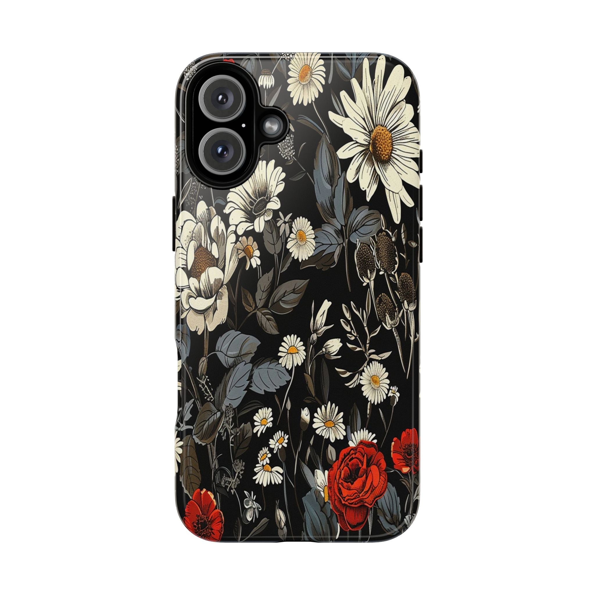 Elegant Floral Pattern on Black Background