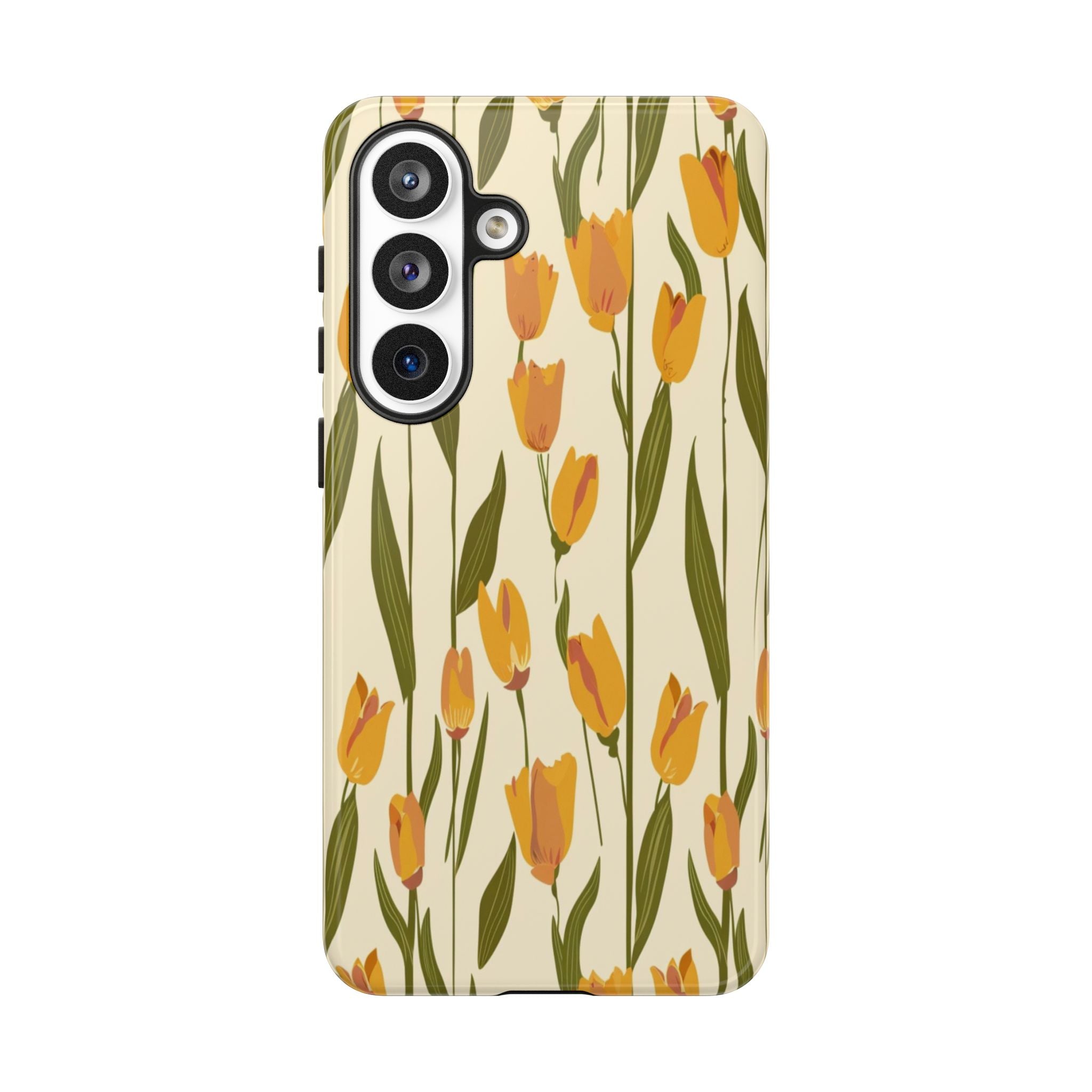 Vibrant Yellow and Orange Tulips Seamless Pattern