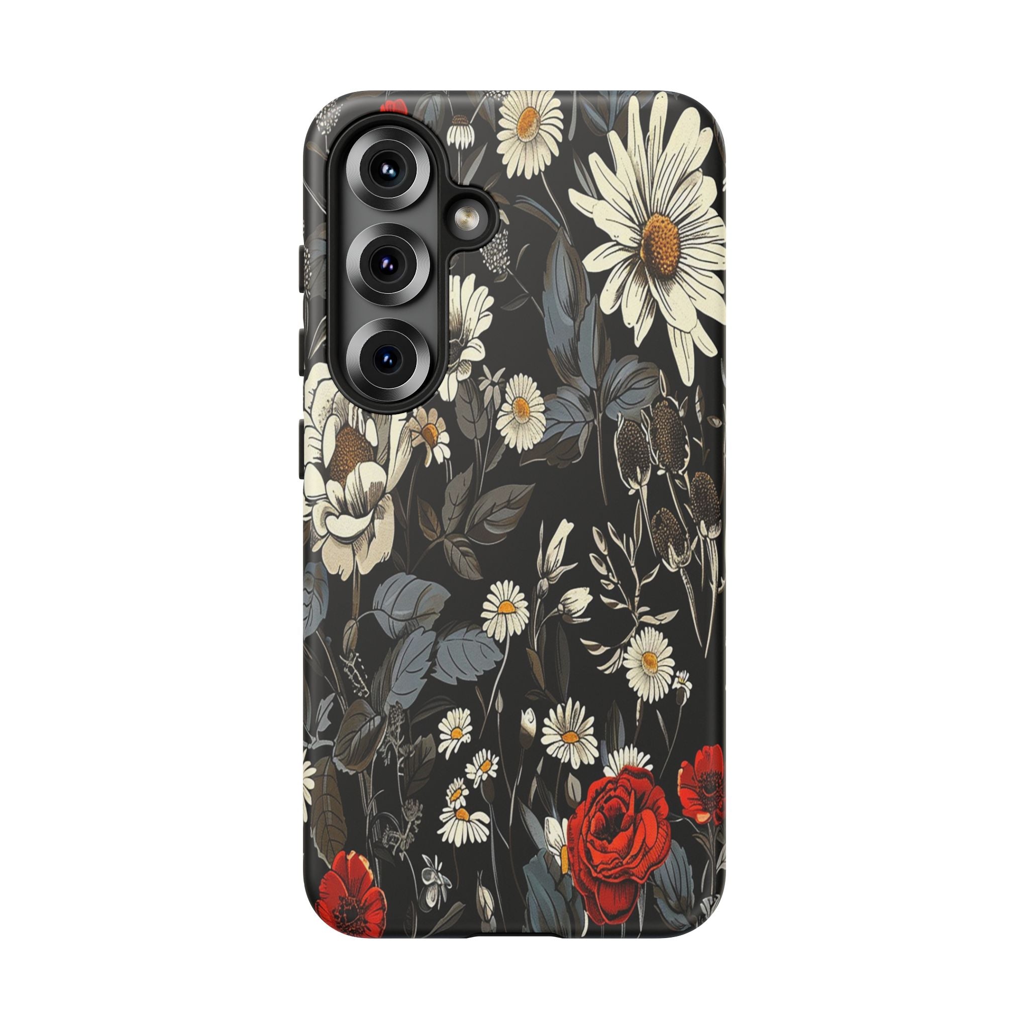 Elegant Floral Pattern on Black Background