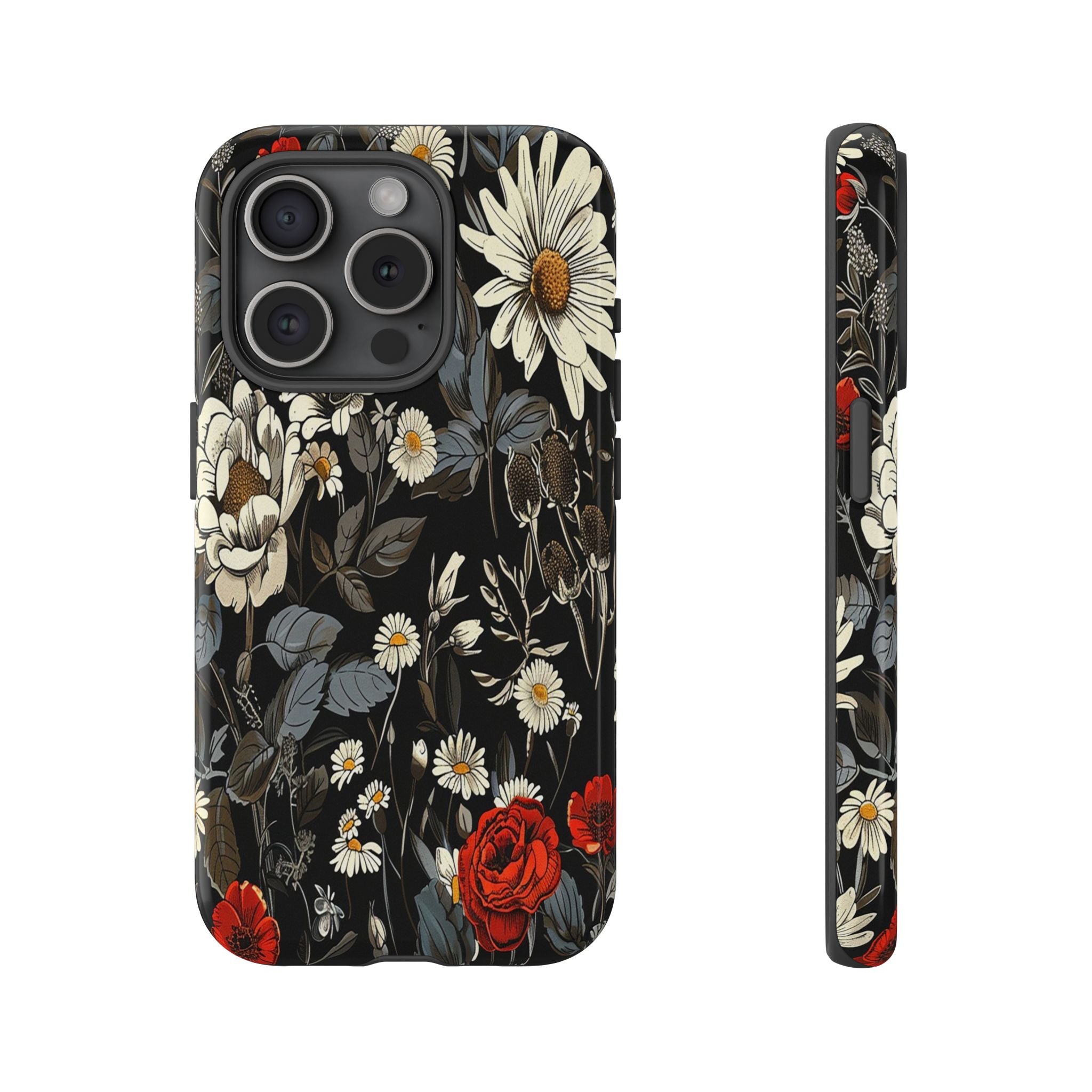 Elegant Floral Pattern on Black Background