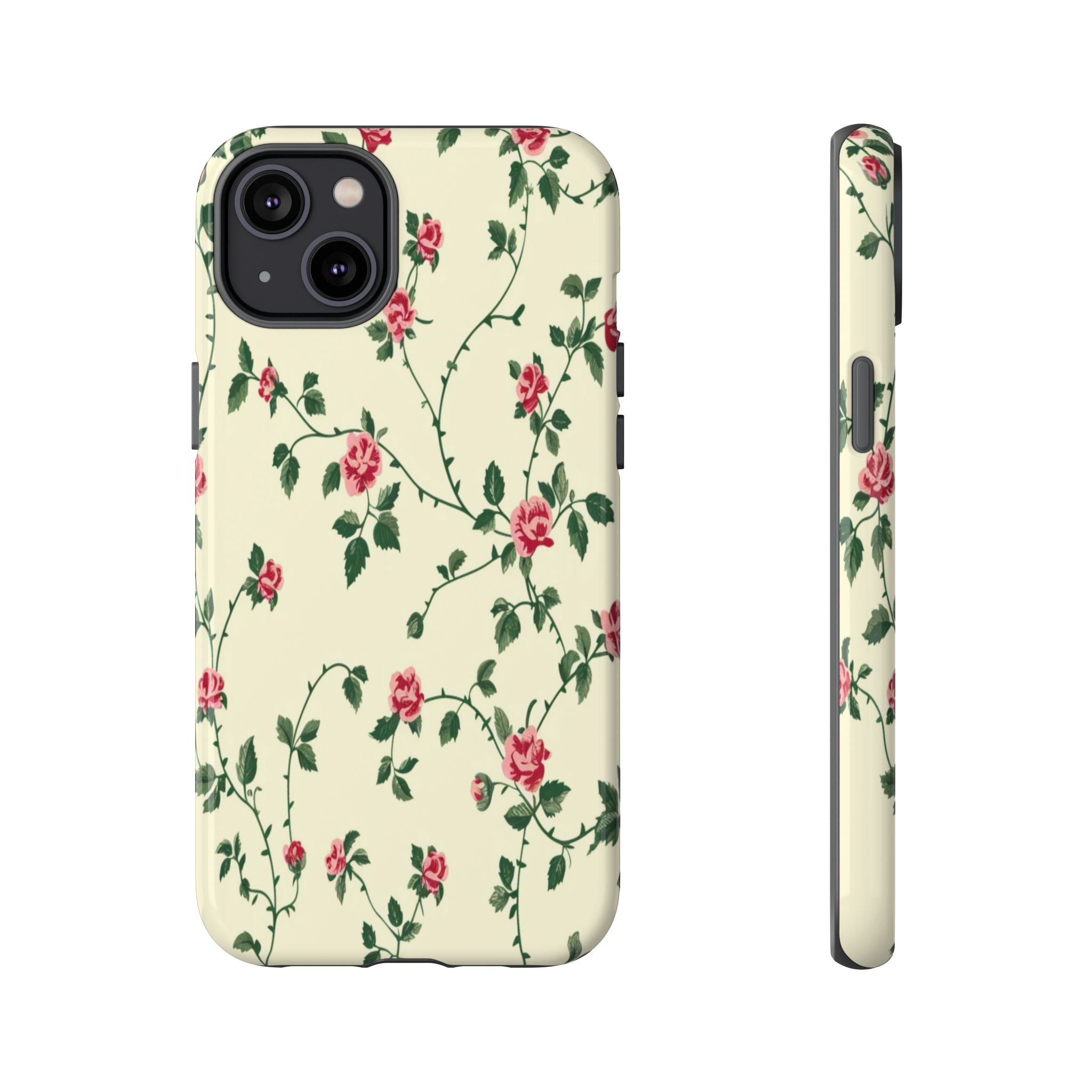 Elegant Pink Roses Victorian Botanical Wallpaper