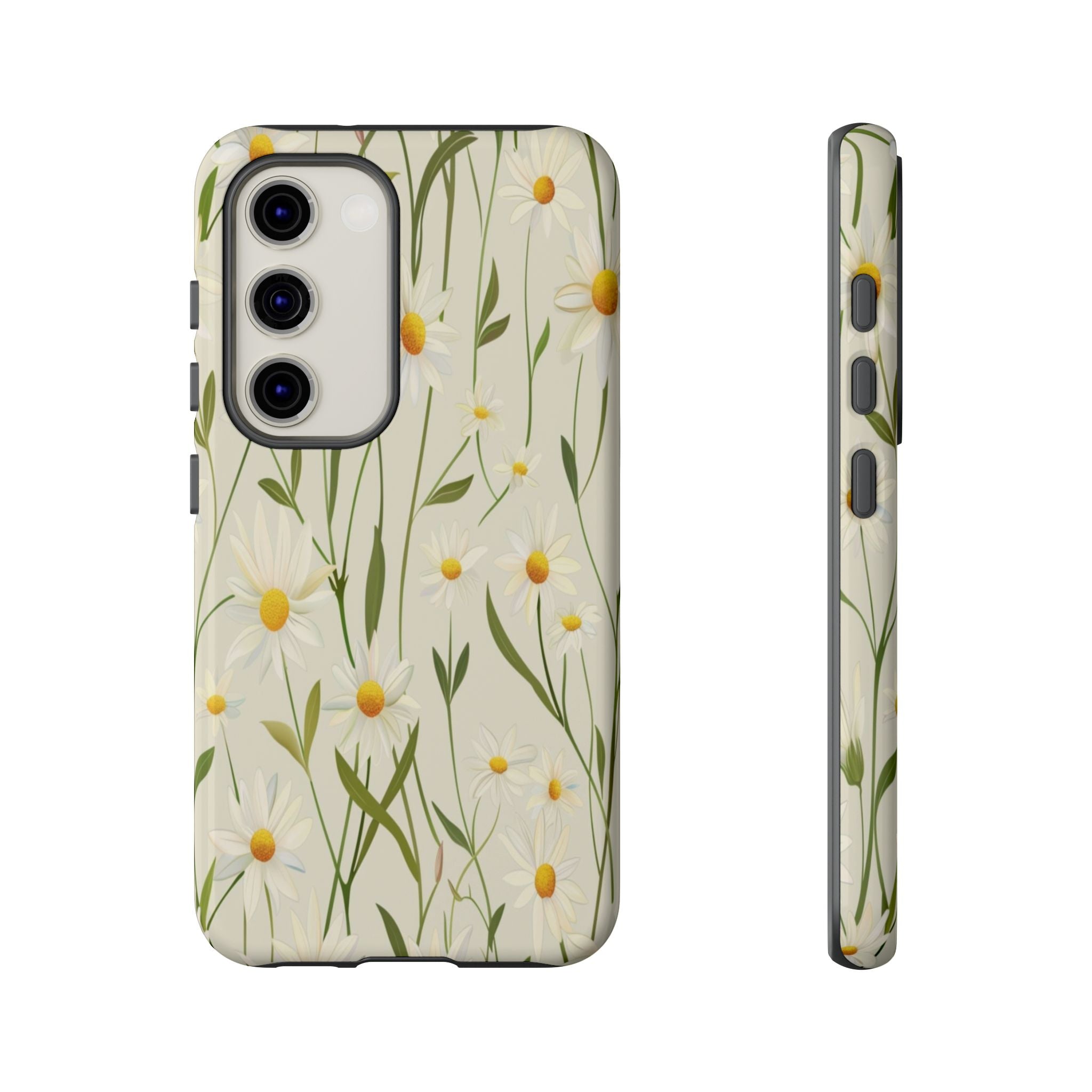 Delicate White Daisies on Cream