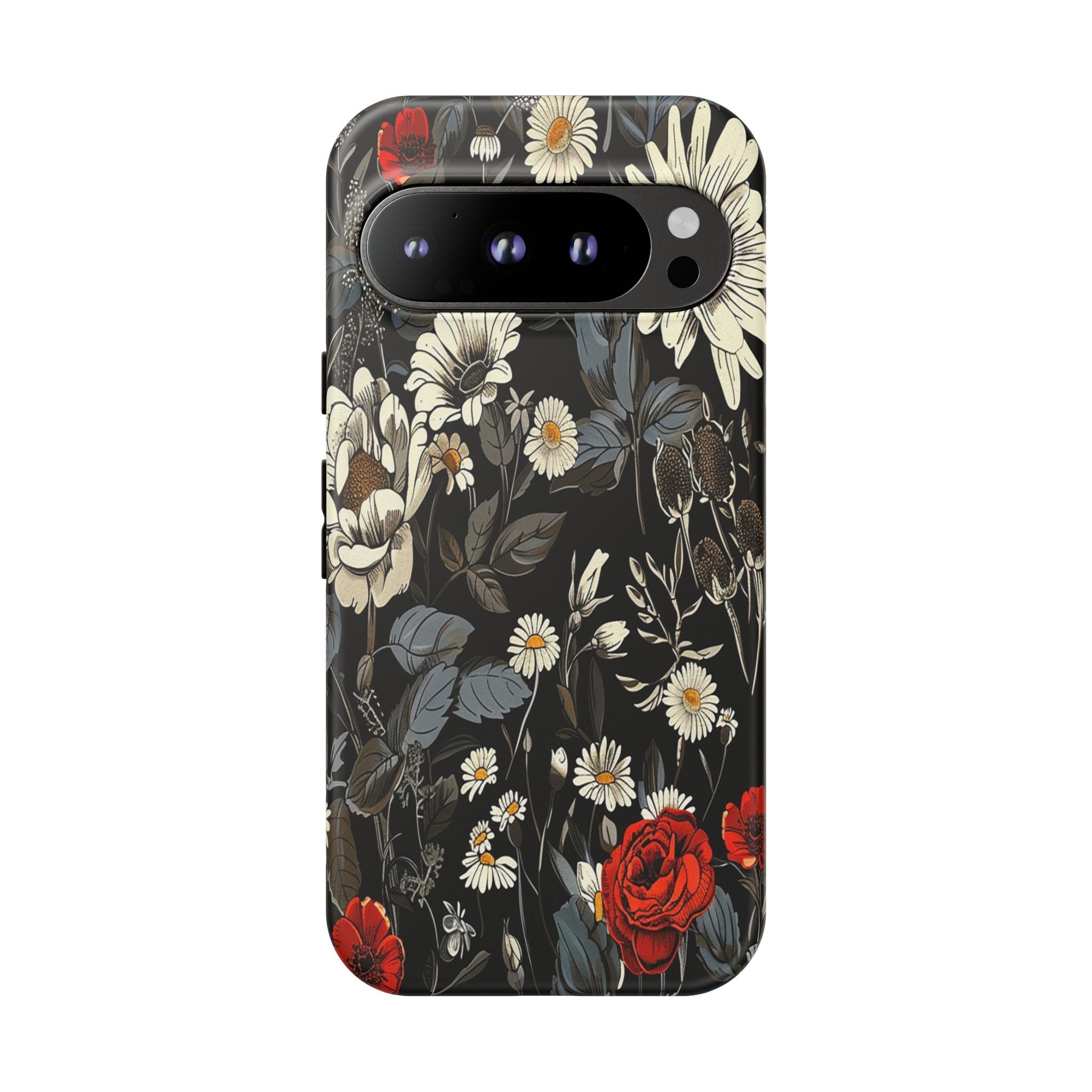 Elegant Floral Pattern on Black Background