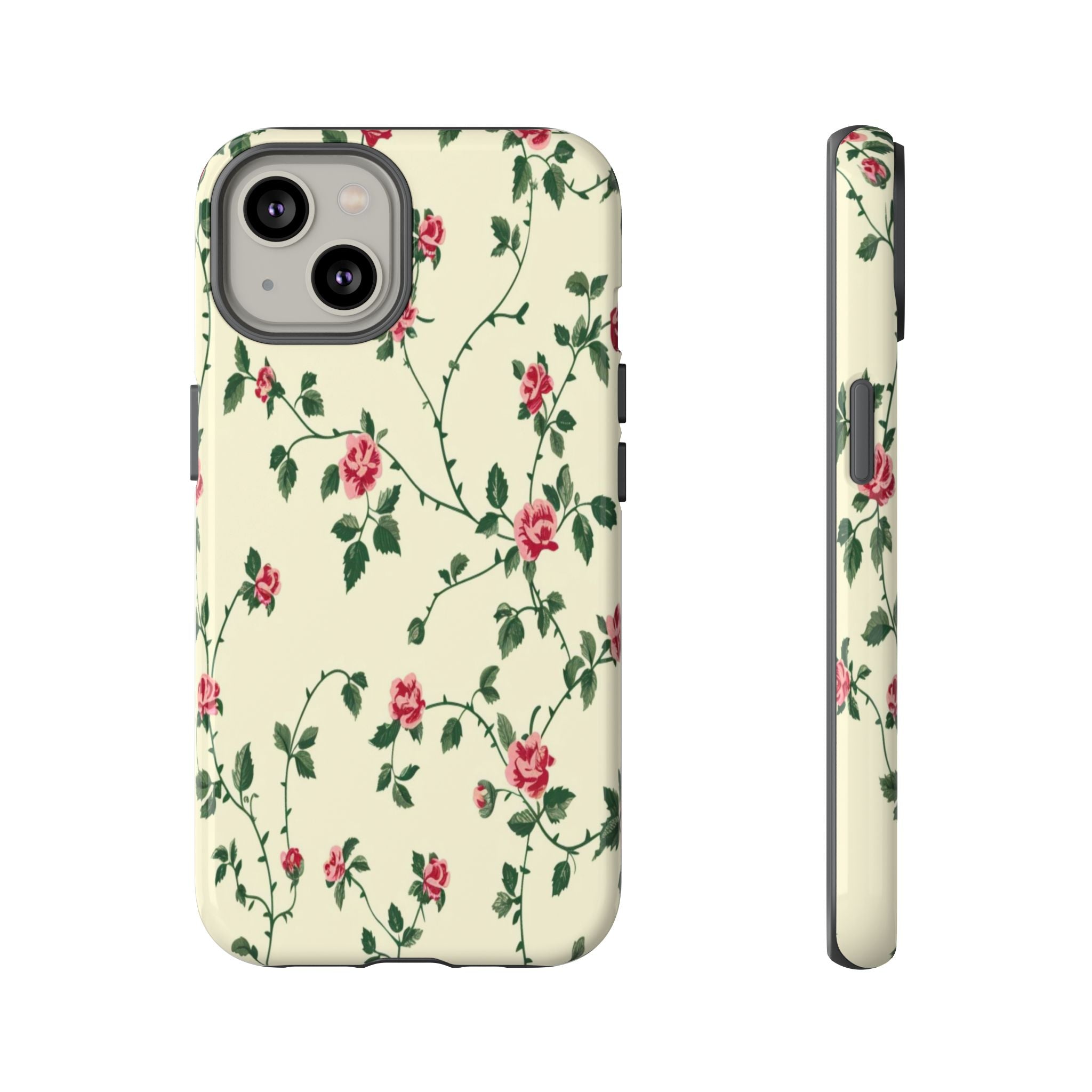 Elegant Pink Roses Victorian Botanical Wallpaper