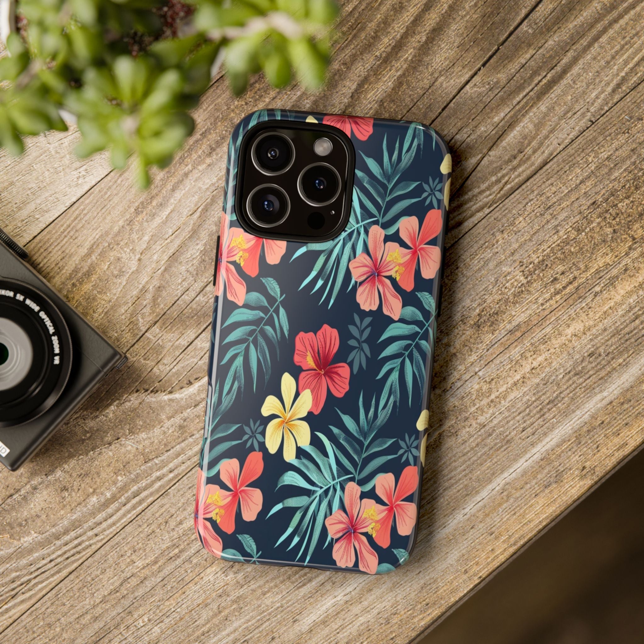 Tropical Hibiscus Navy Case