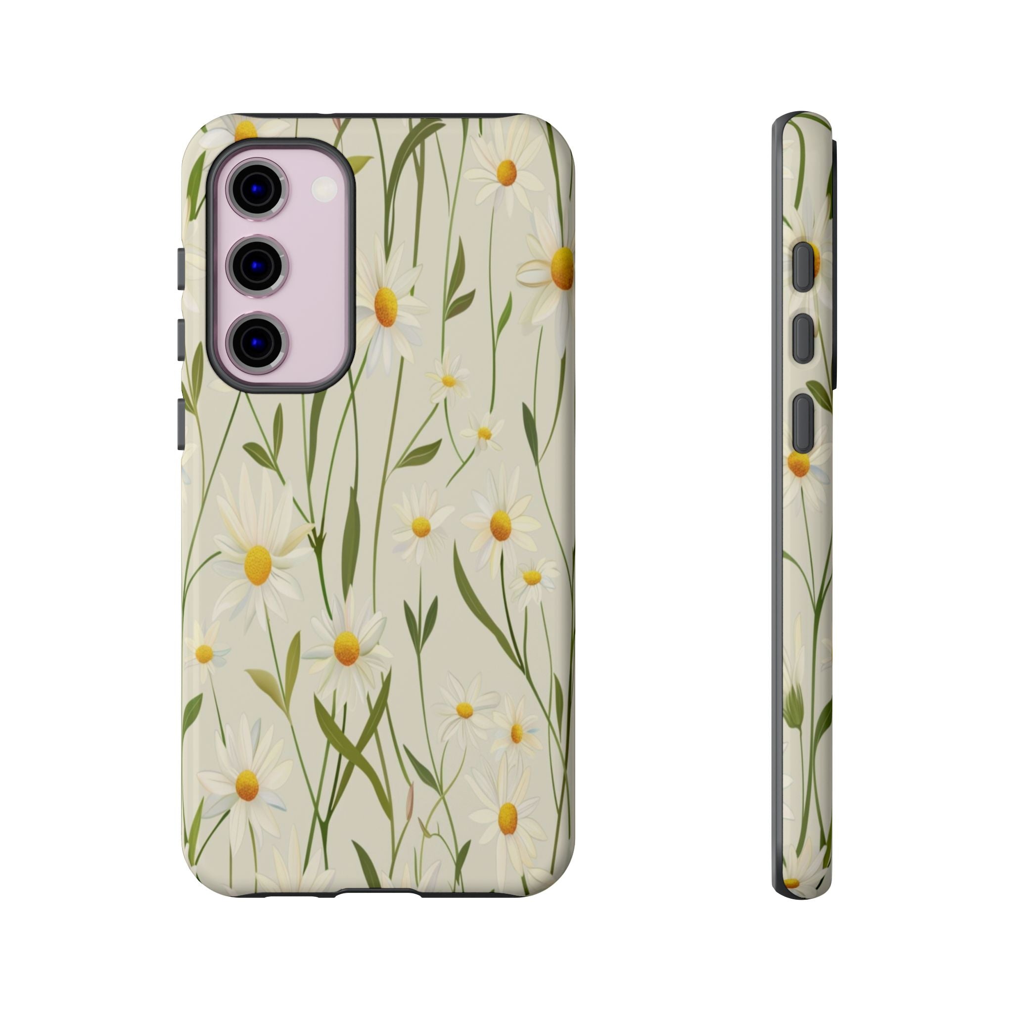 Delicate White Daisies on Cream