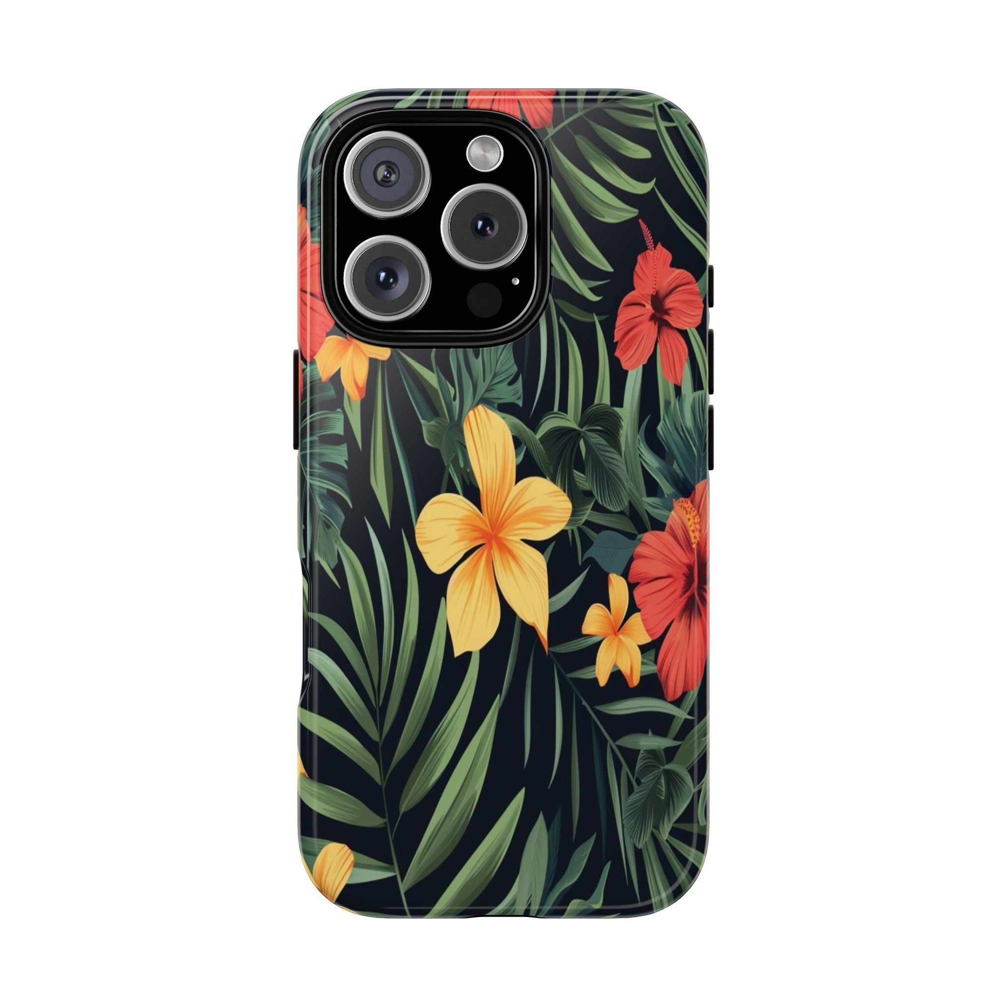 Tropical Hibiscus and Plumeria Seamless Pattern