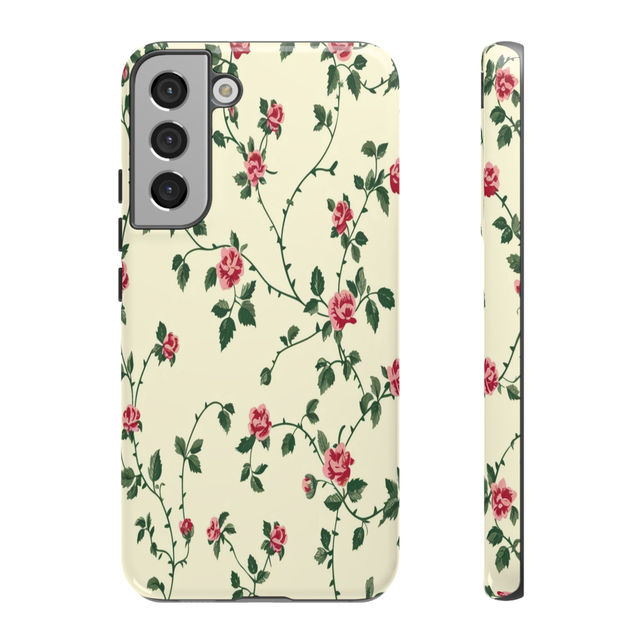 Elegant Pink Roses Victorian Botanical Wallpaper