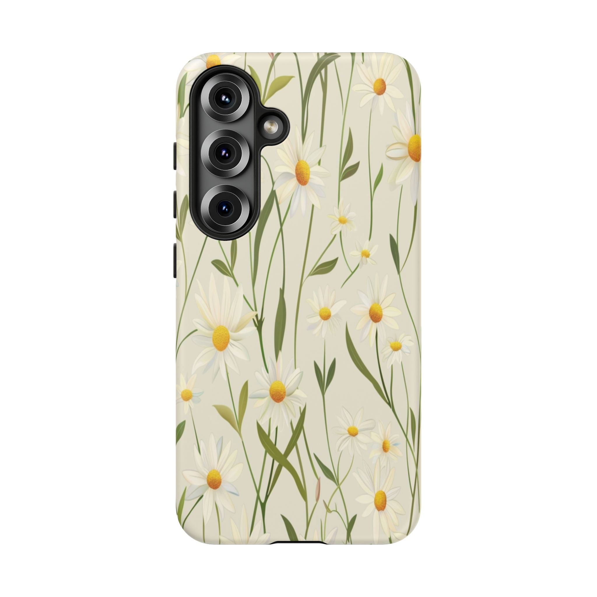 Delicate White Daisies on Cream