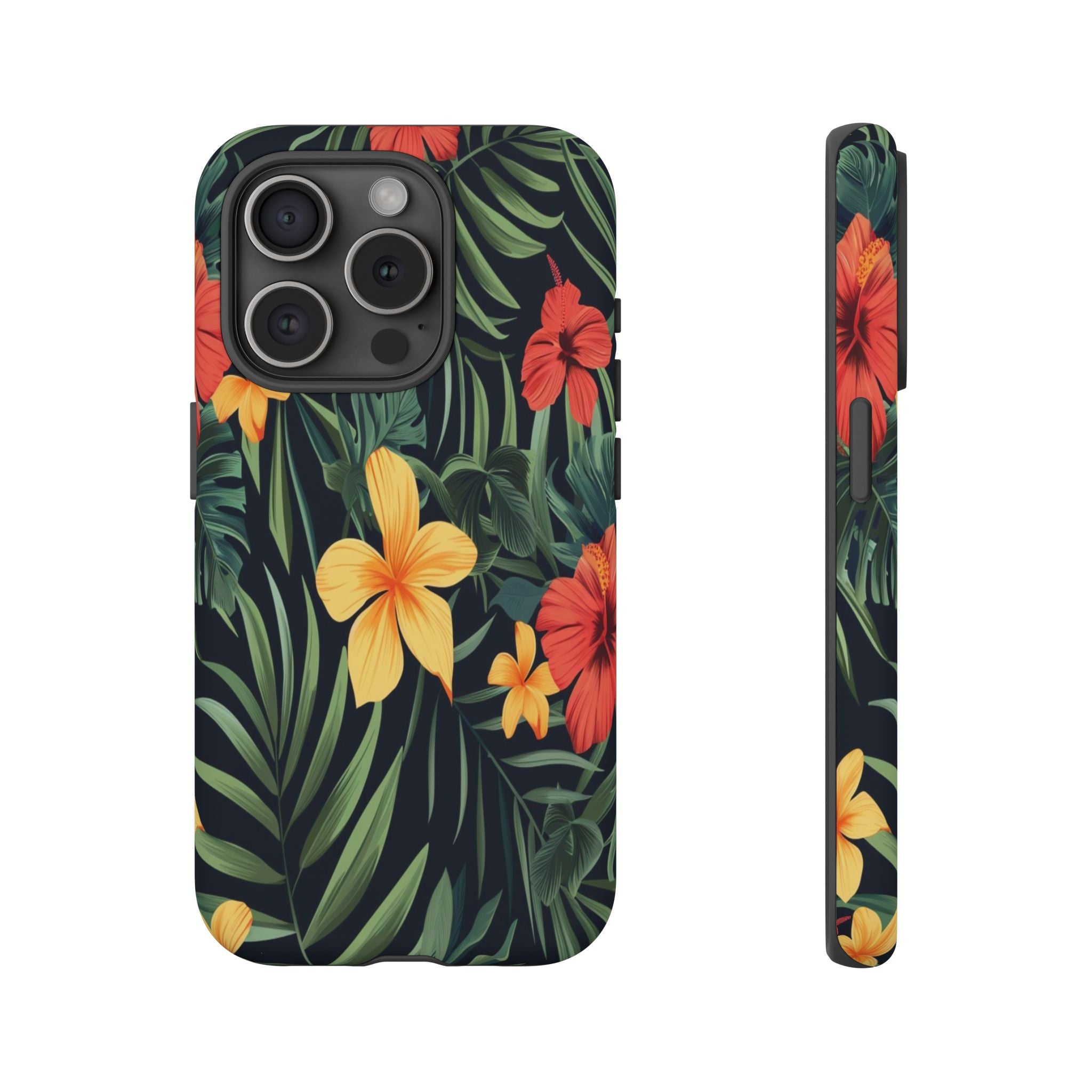 Tropical Hibiscus and Plumeria Seamless Pattern