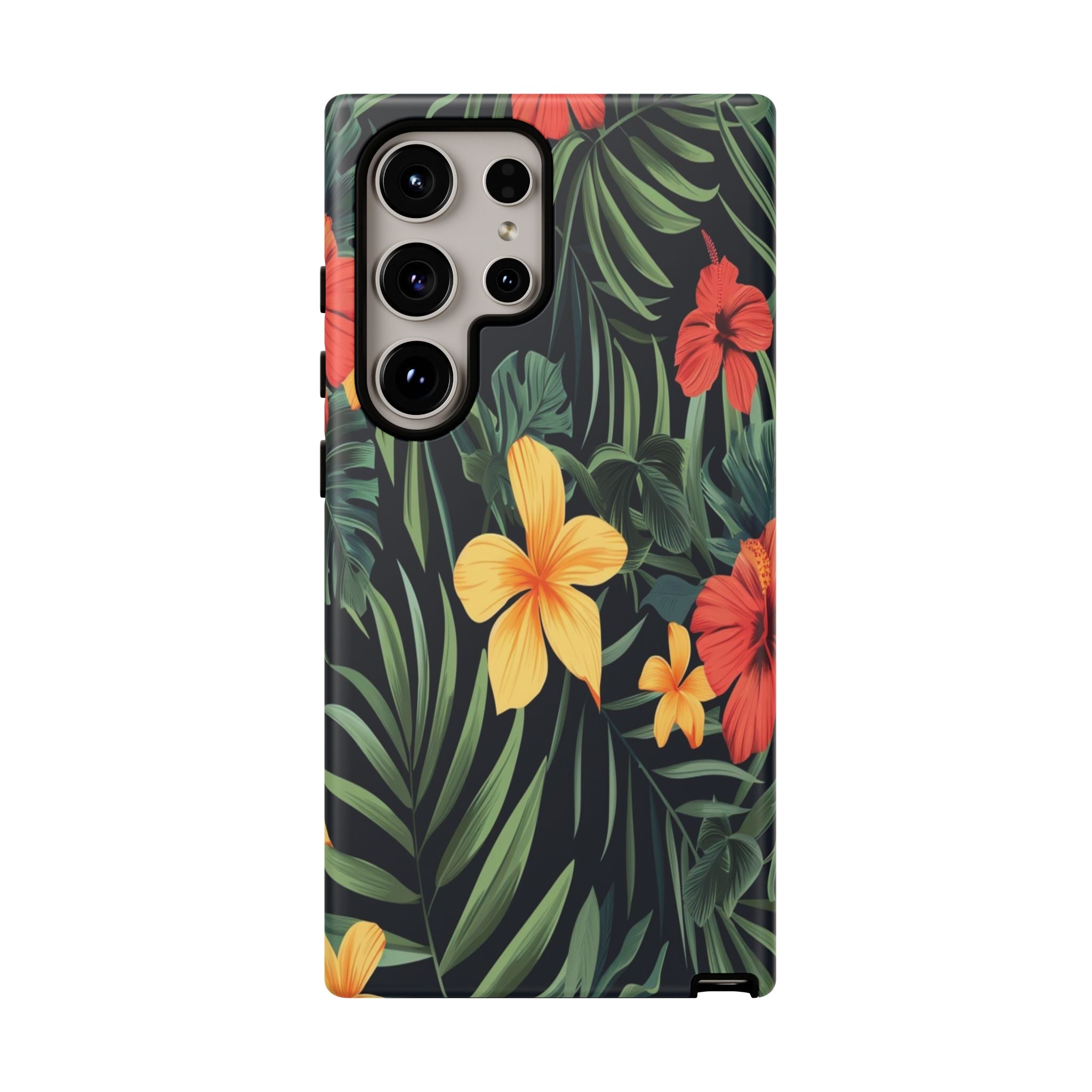 Tropical Hibiscus and Plumeria Seamless Pattern