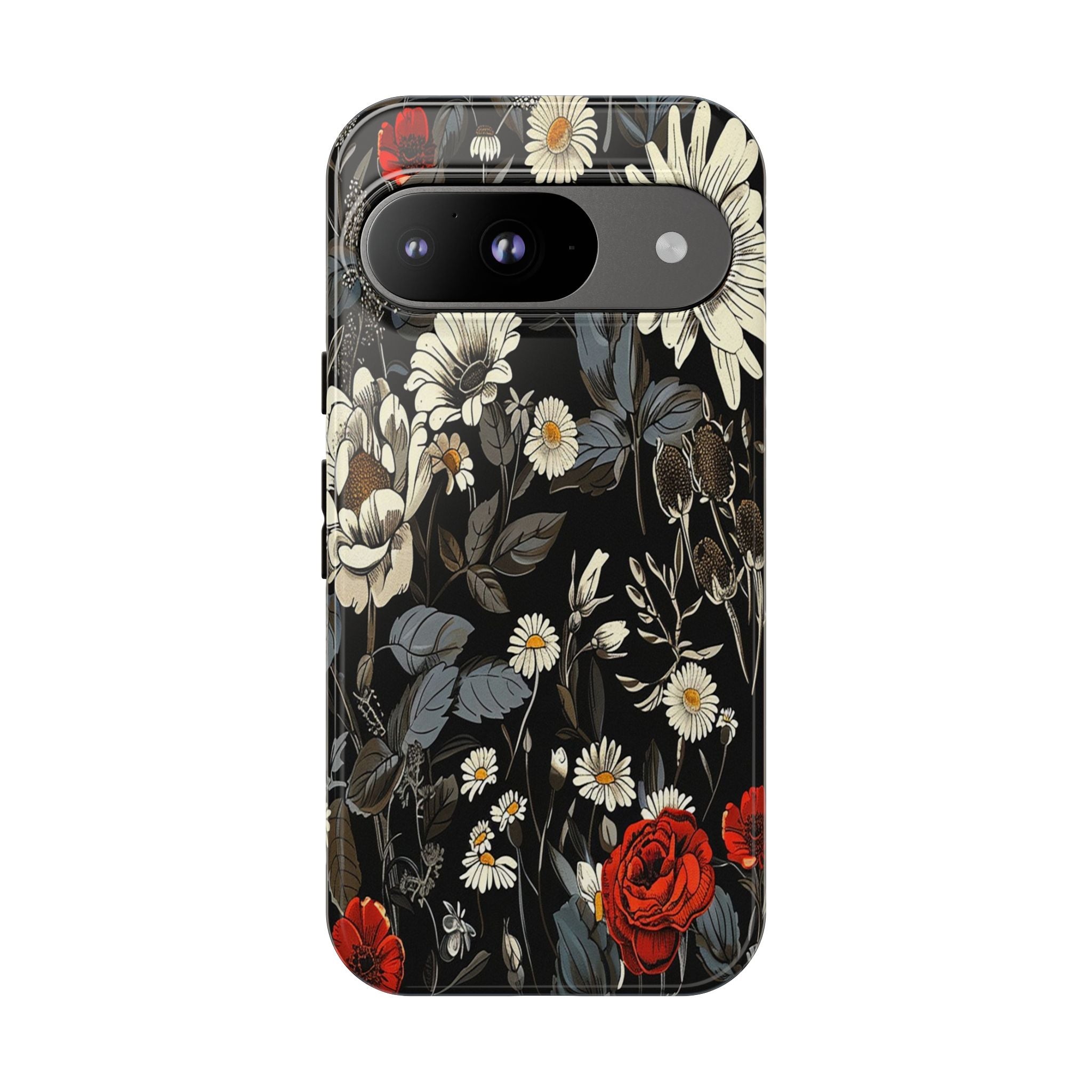 Elegant Floral Pattern on Black Background