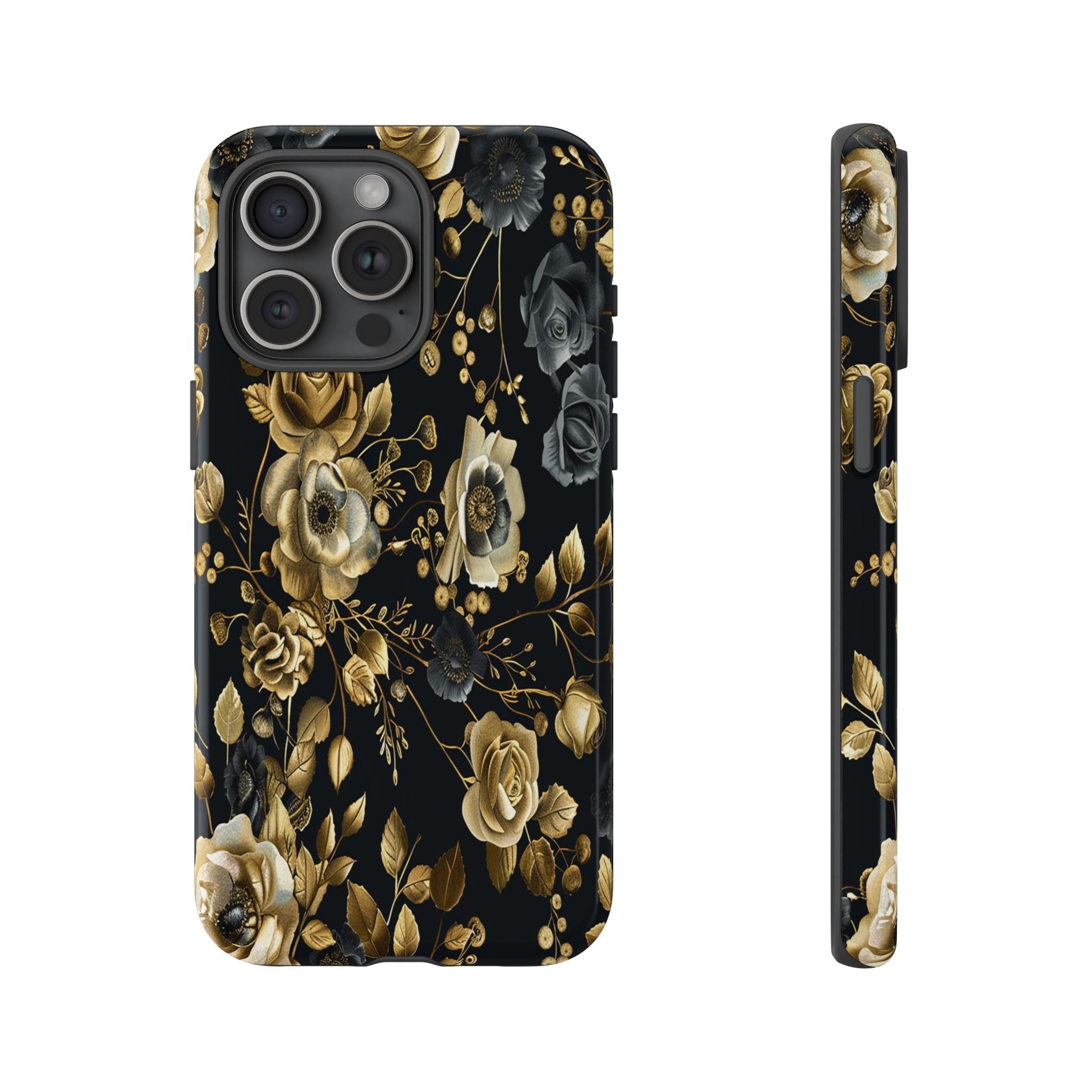 Luxurious Gold Roses on Black