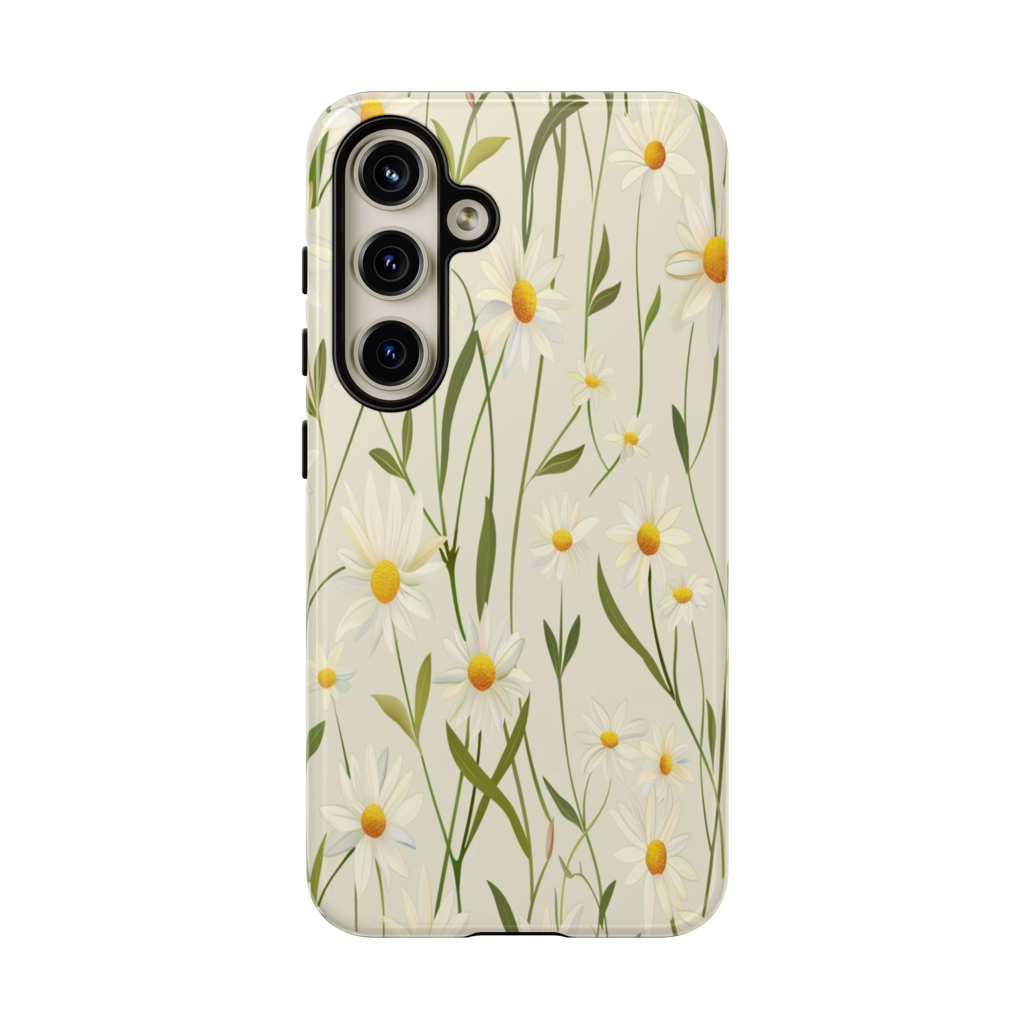 Delicate White Daisies on Cream