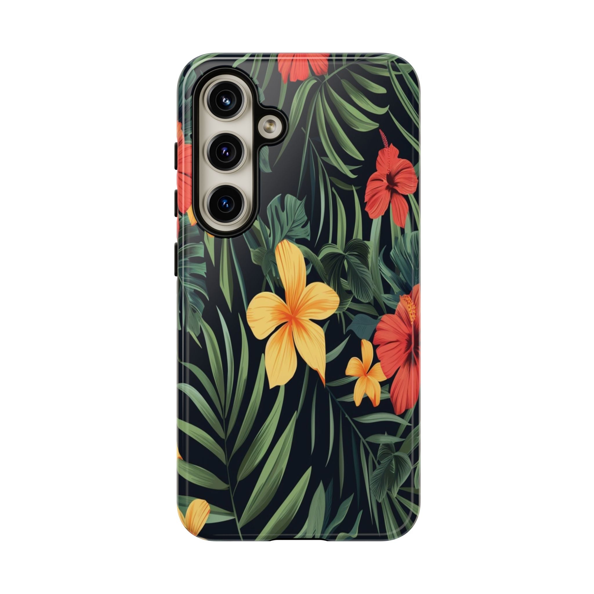 Tropical Hibiscus and Plumeria Seamless Pattern