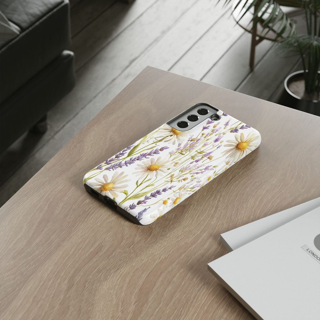 Delicate Watercolor Daisy and Lavender Case