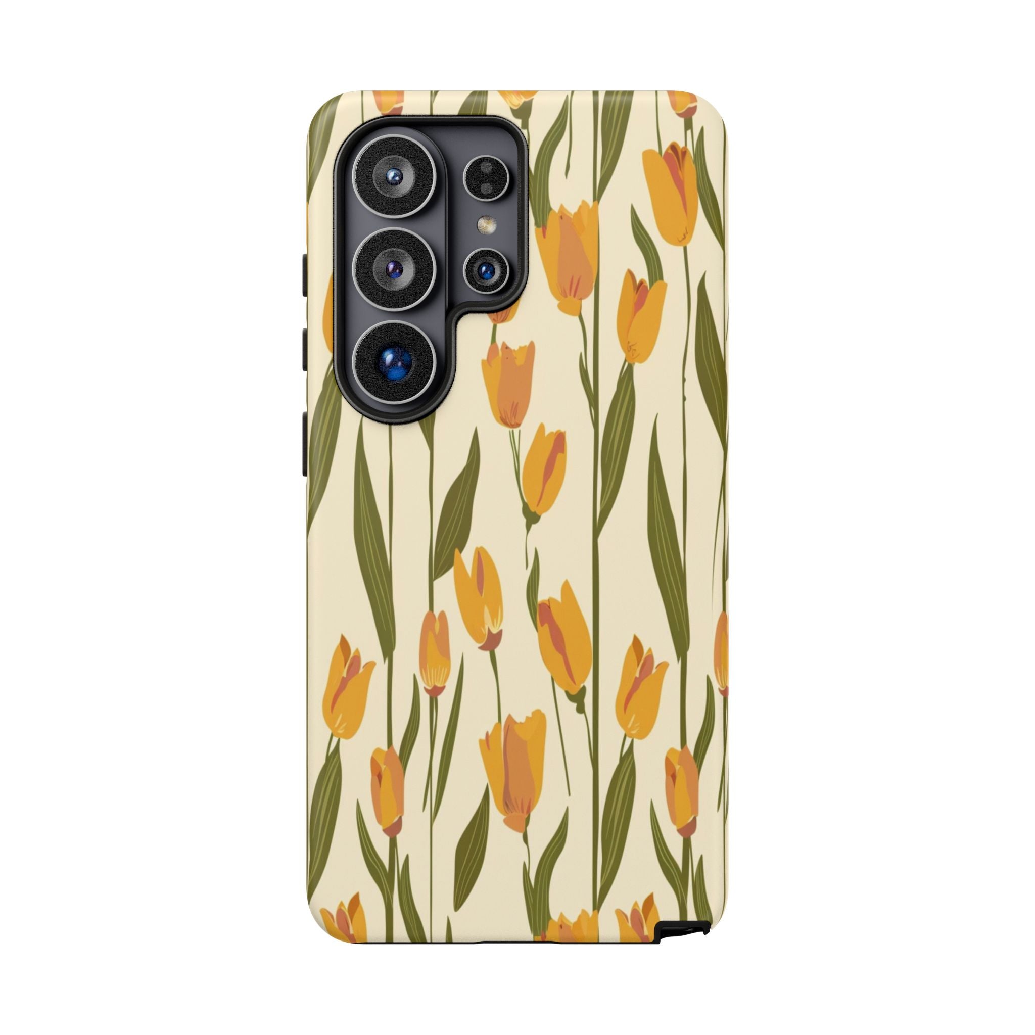 Vibrant Yellow and Orange Tulips Seamless Pattern