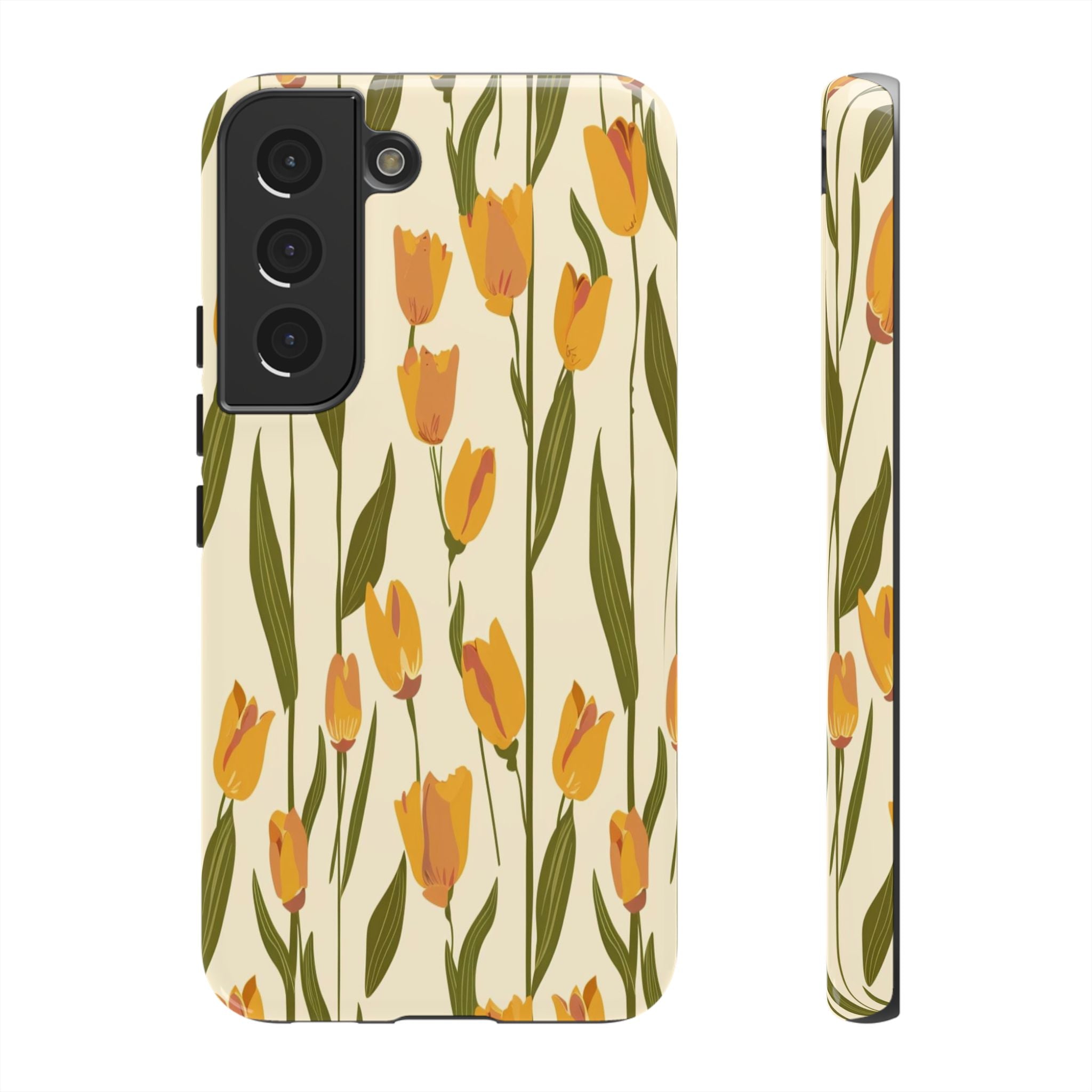 Vibrant Yellow and Orange Tulips Seamless Pattern