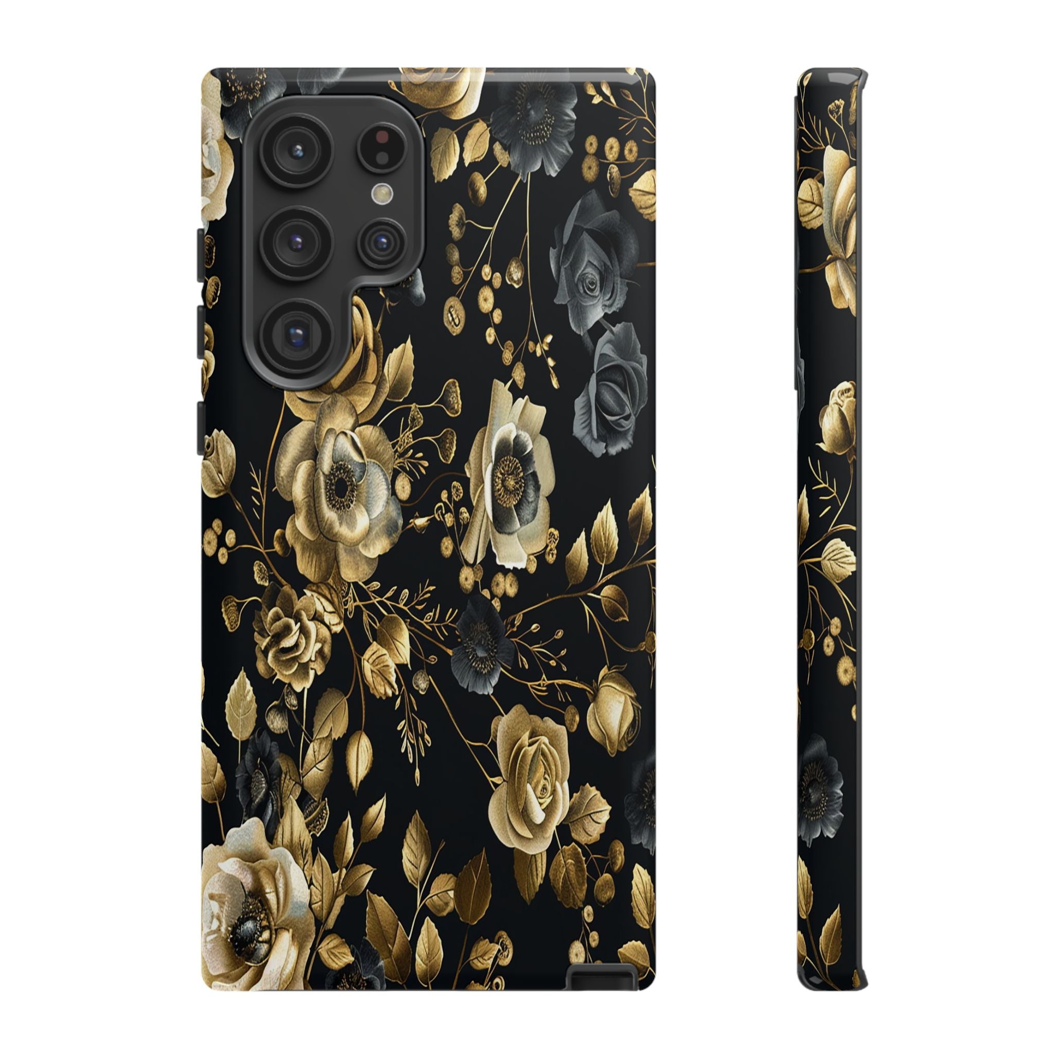 Luxurious Gold Roses on Black