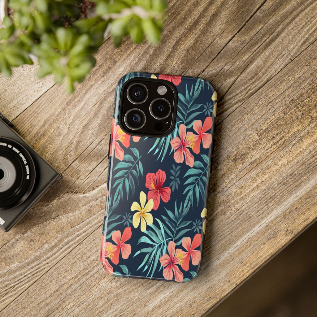 Tropical Hibiscus Navy Case