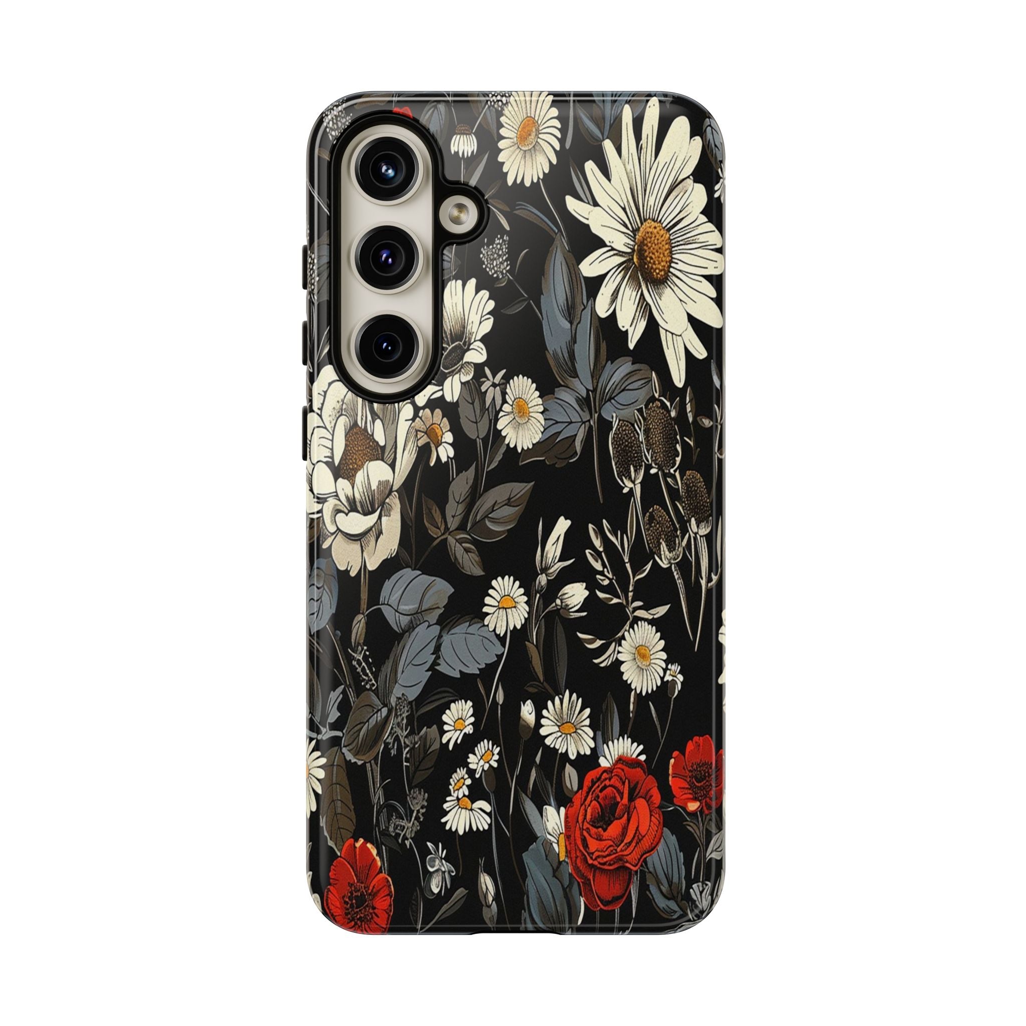 Elegant Floral Pattern on Black Background