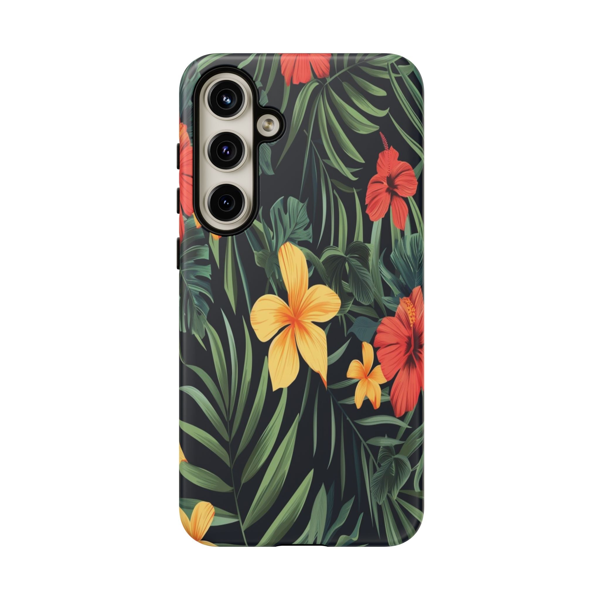 Tropical Hibiscus and Plumeria Seamless Pattern