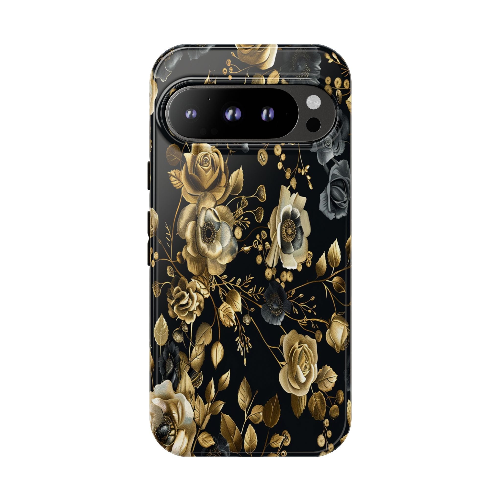 Luxurious Gold Roses on Black