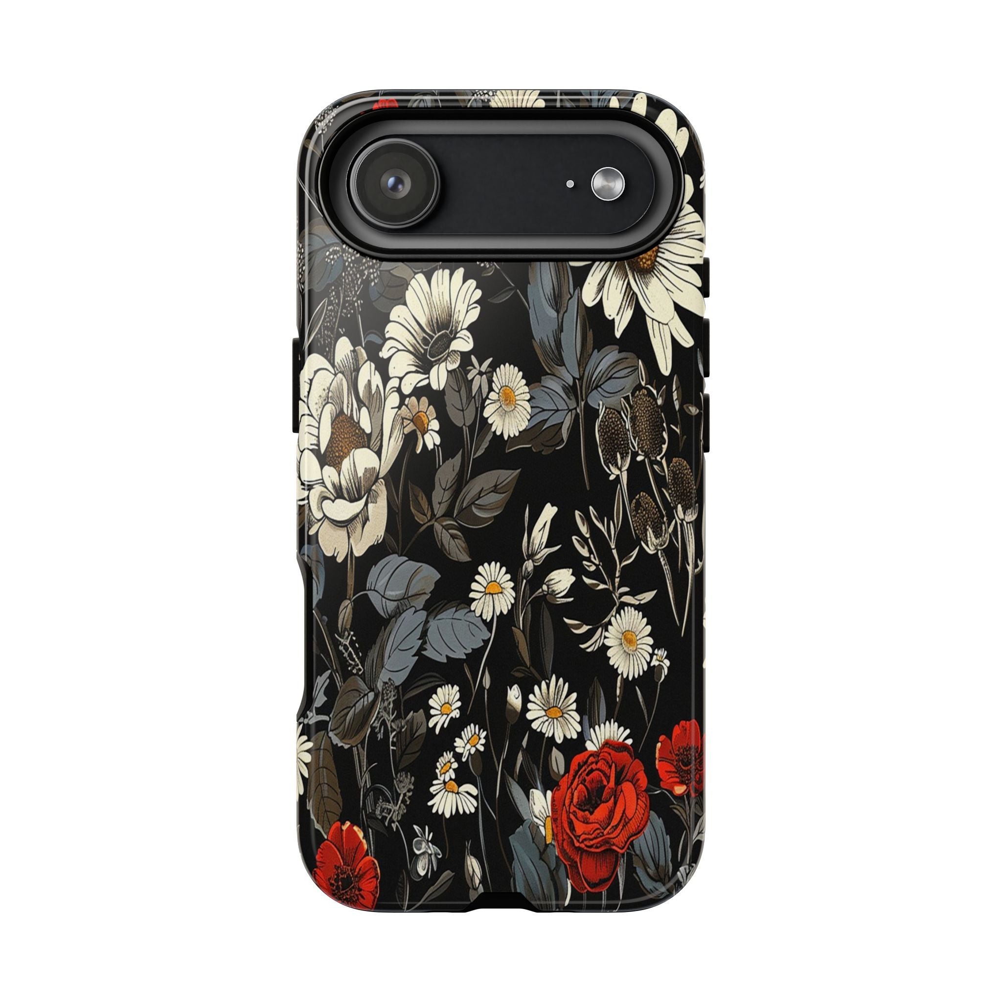 Elegant Floral Pattern on Black Background