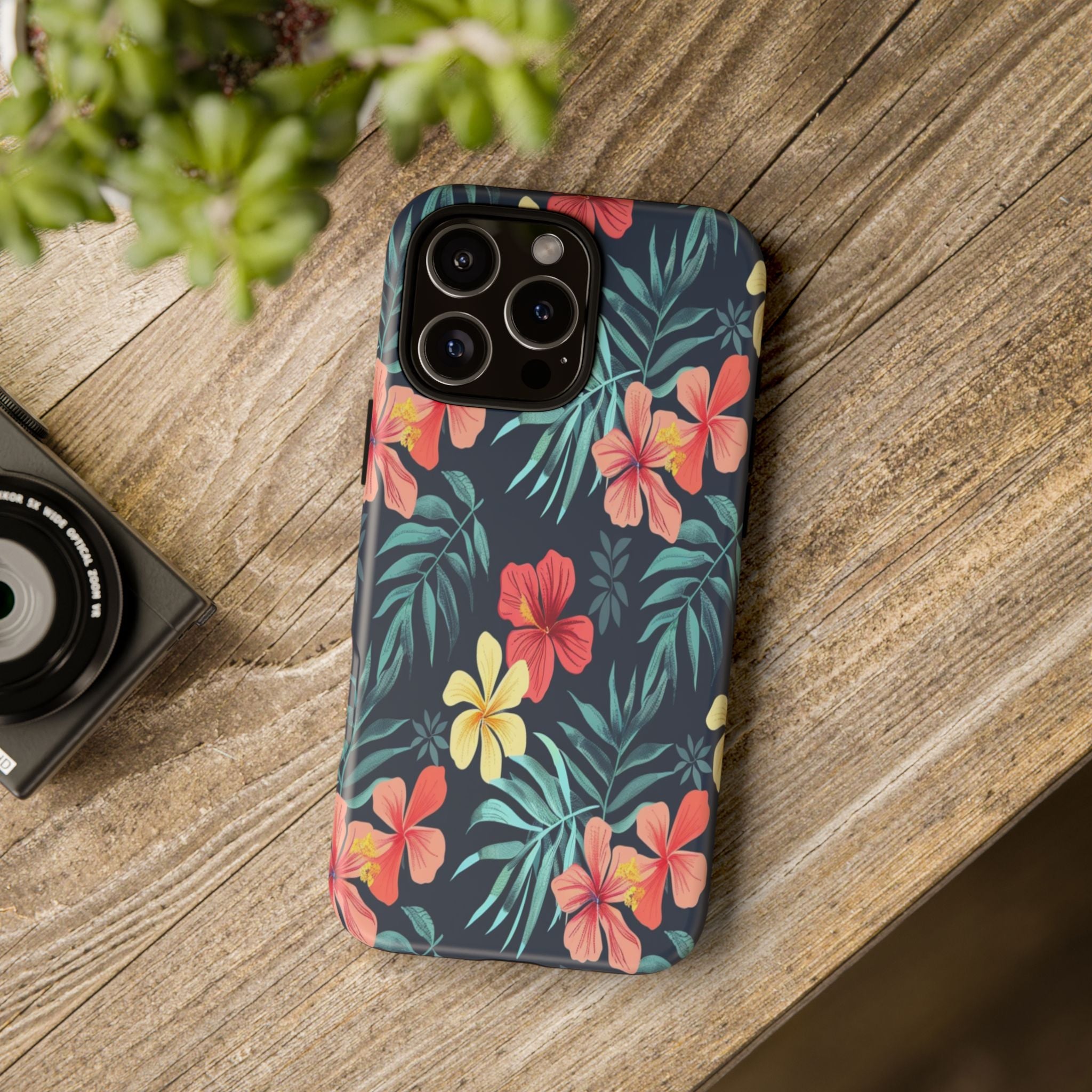 Tropical Hibiscus Navy Case