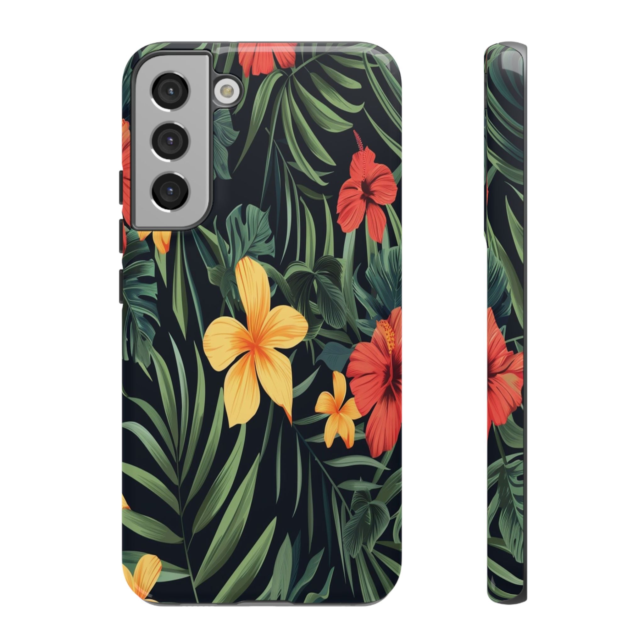 Tropical Hibiscus and Plumeria Seamless Pattern