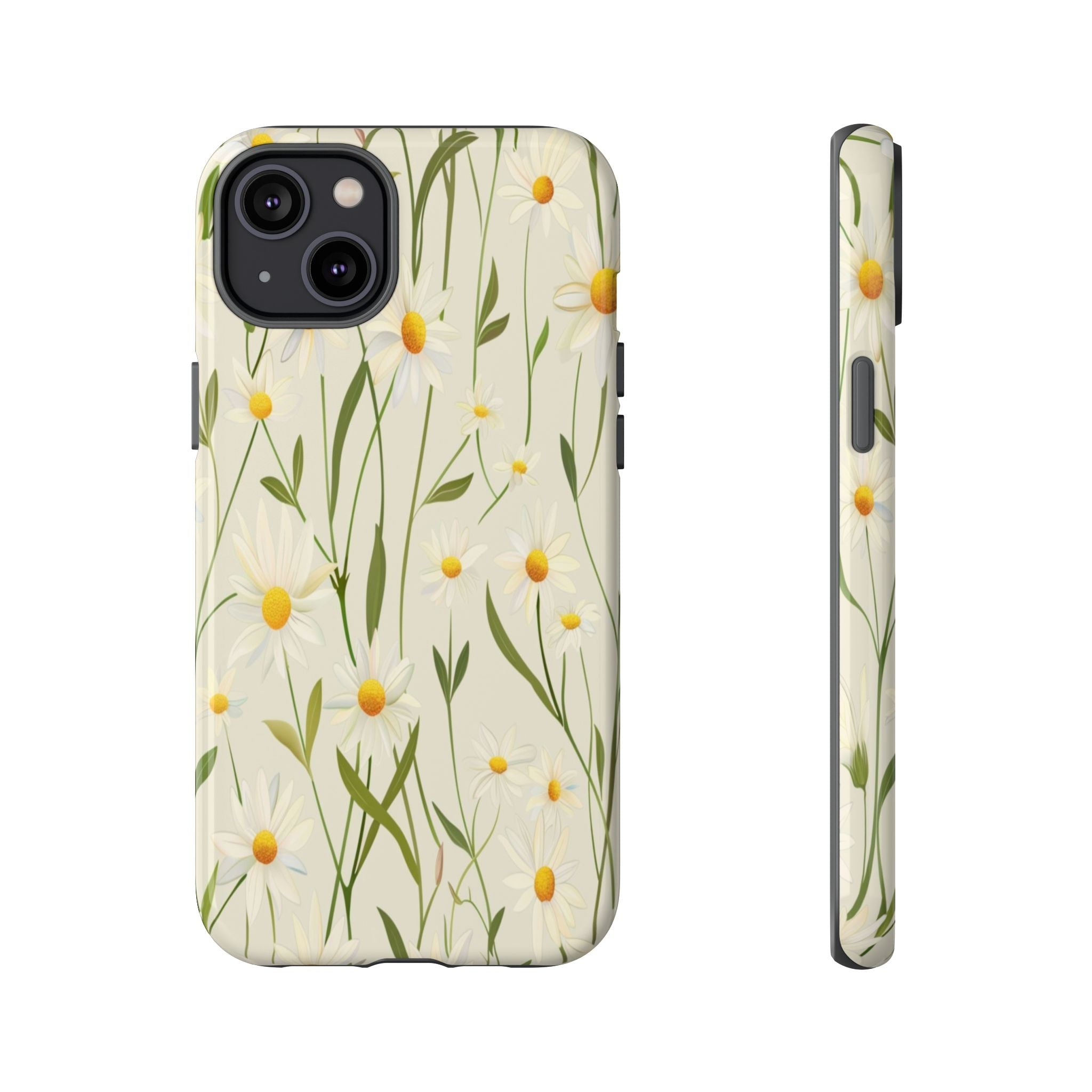 Delicate White Daisies on Cream